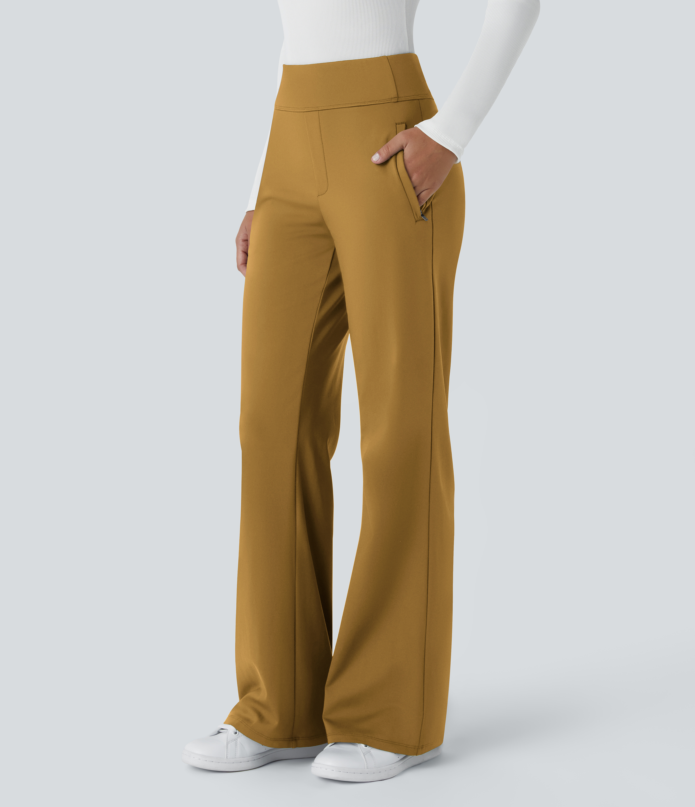 Halara Flex™ DayStretch Mid Rise Side Zipper Pocket Work Flare Pants