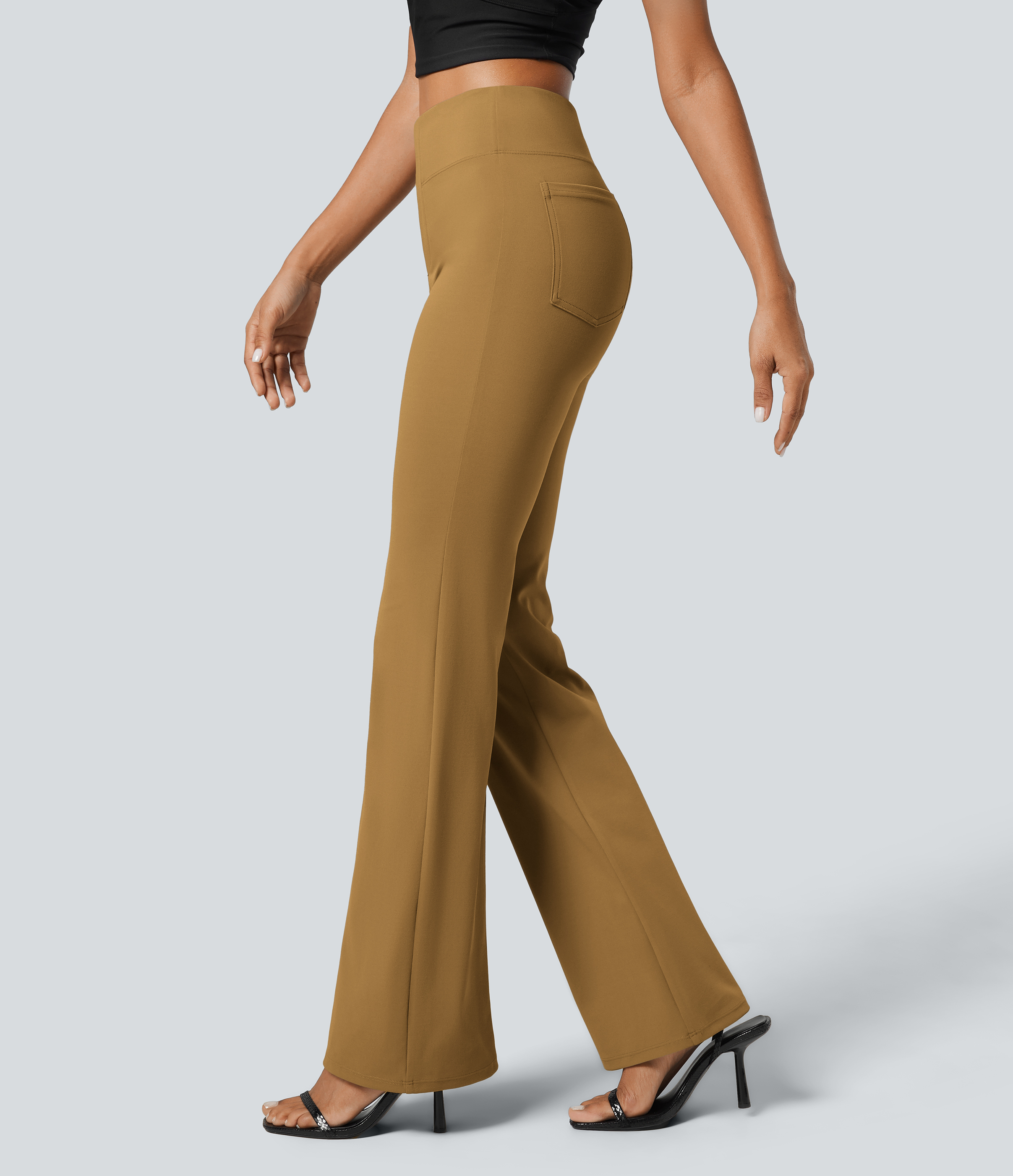 Halara Flex™ Dehnbare Stoffhose mit hohem Bund und Seitentasche hinten
