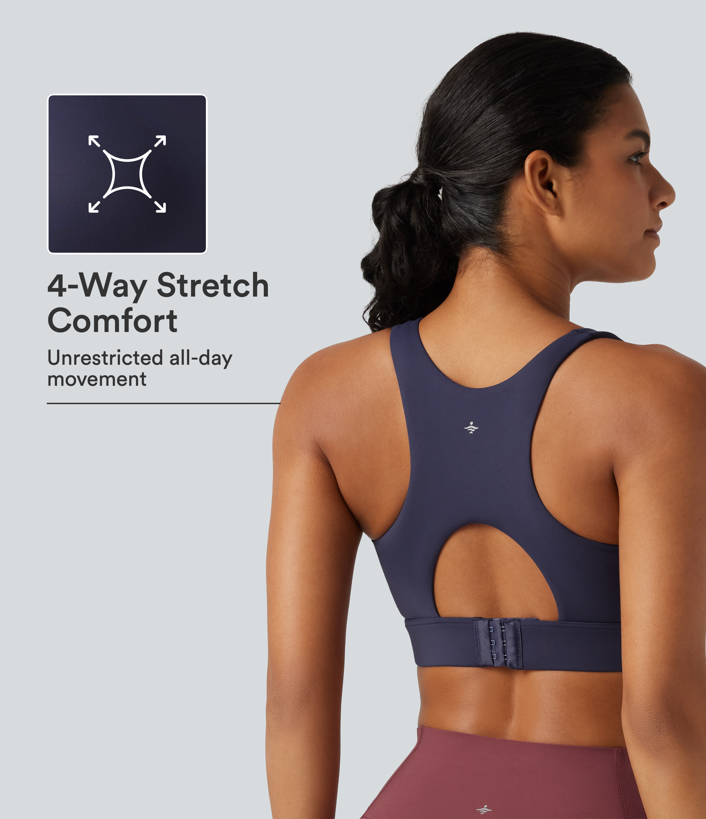 High Support U-Neck Cut-Out Back Non-Removable Pad Running Sports Bra