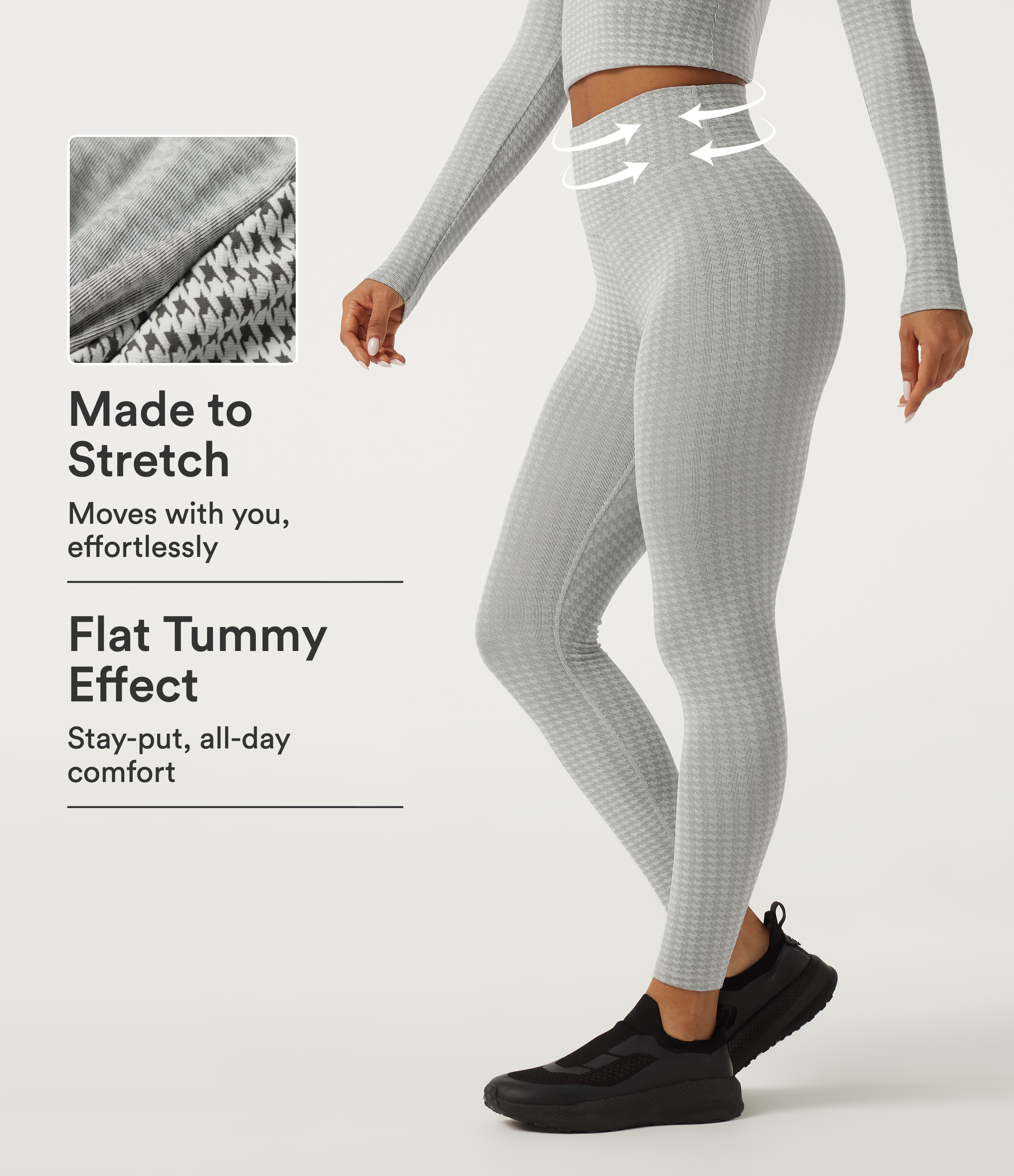 High Waisted Tummy Control Houndstooth Yoga Leggings