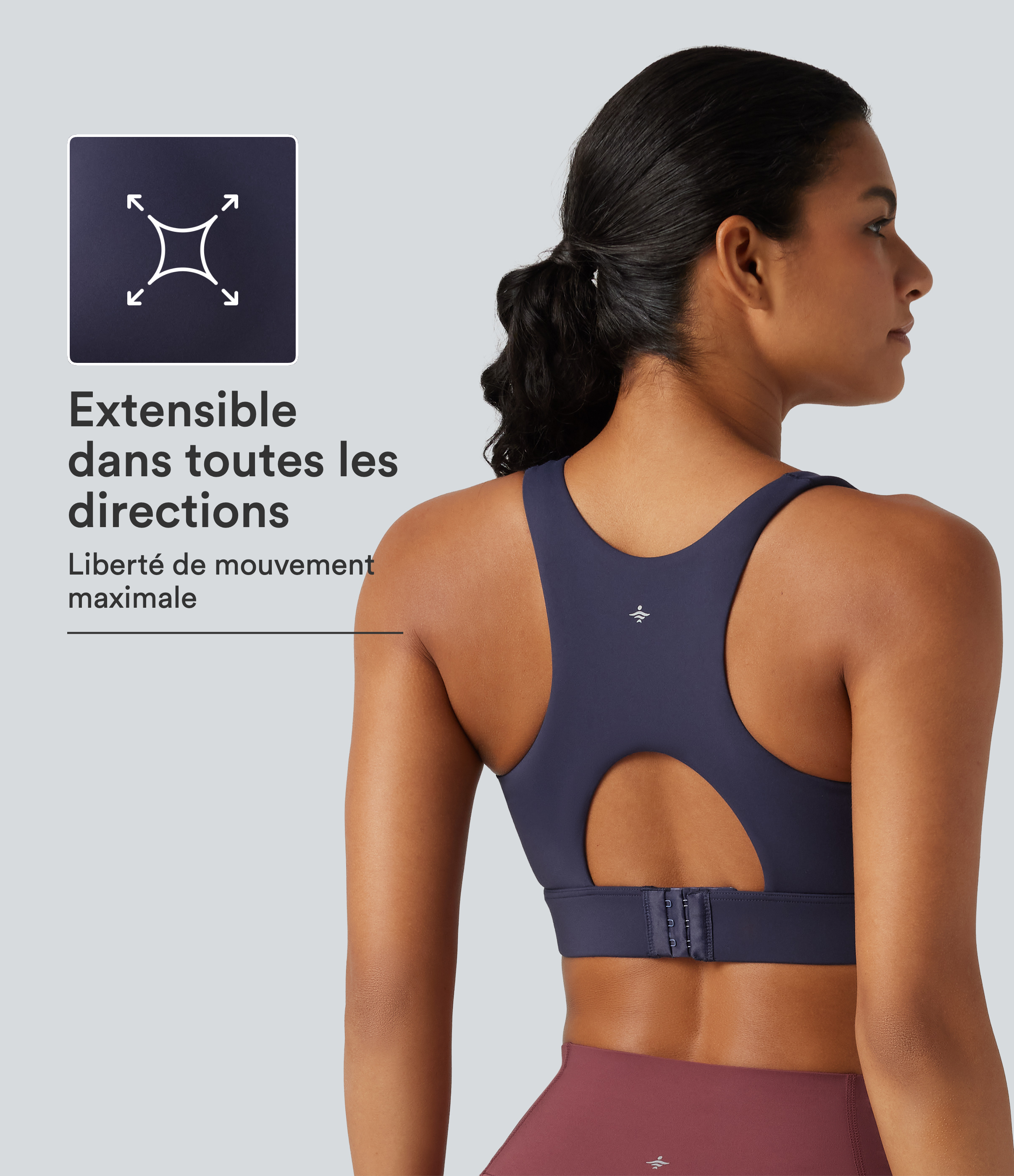 Always in a Mood - Dark Blue Brassière de running à maintien élevé, encolure en U et dos ajouré avec coussinets non amovibles / 1