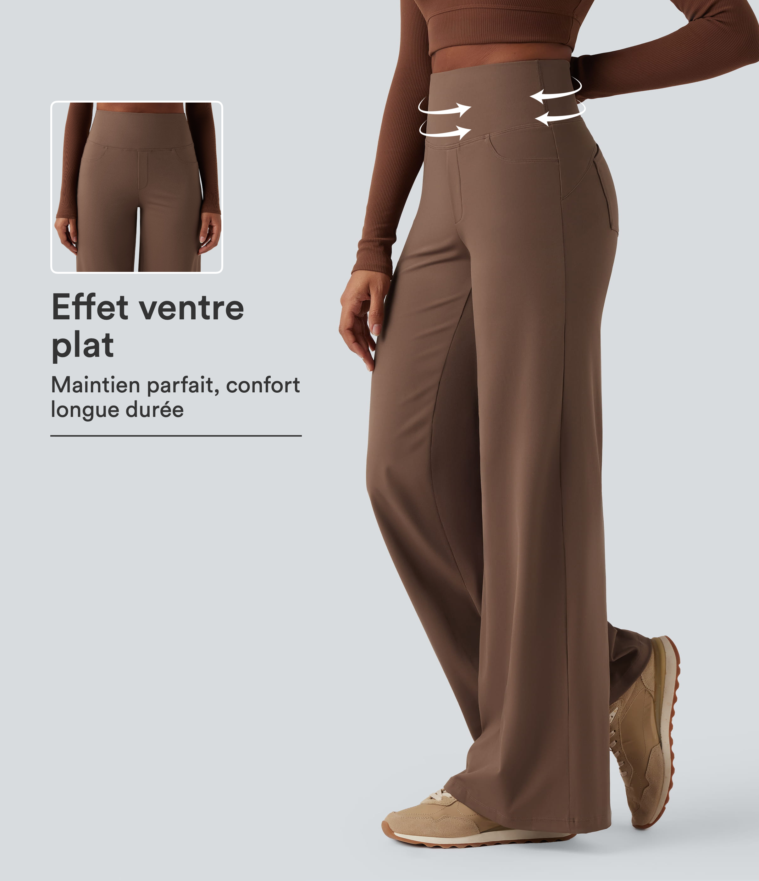 Pantalon yoga large gainant taille haute DayStretch avec poches