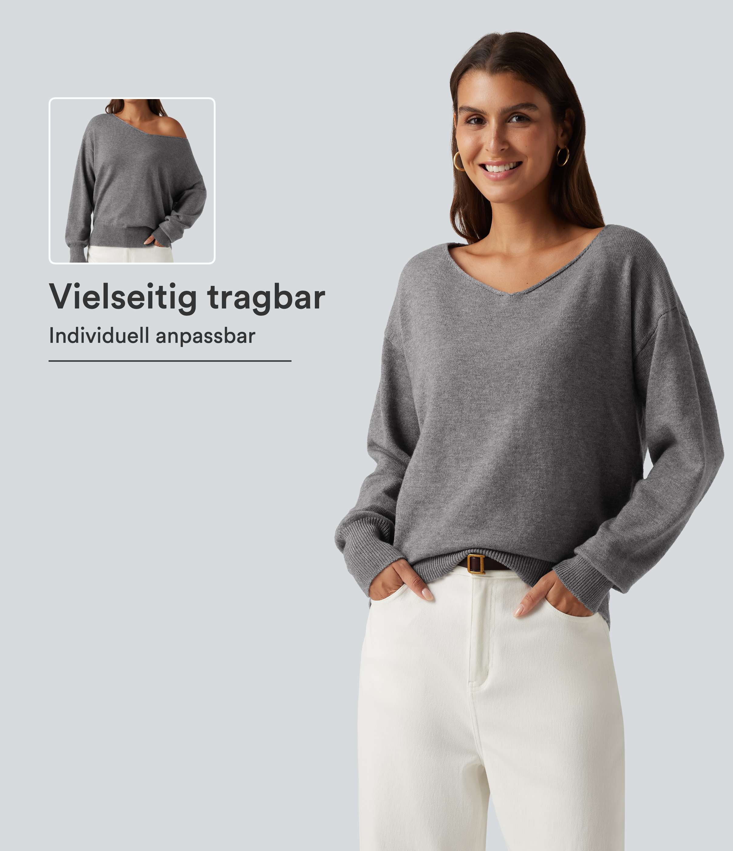 Büro-Pullover mit langen Ärmeln und One-Shoulder-Design