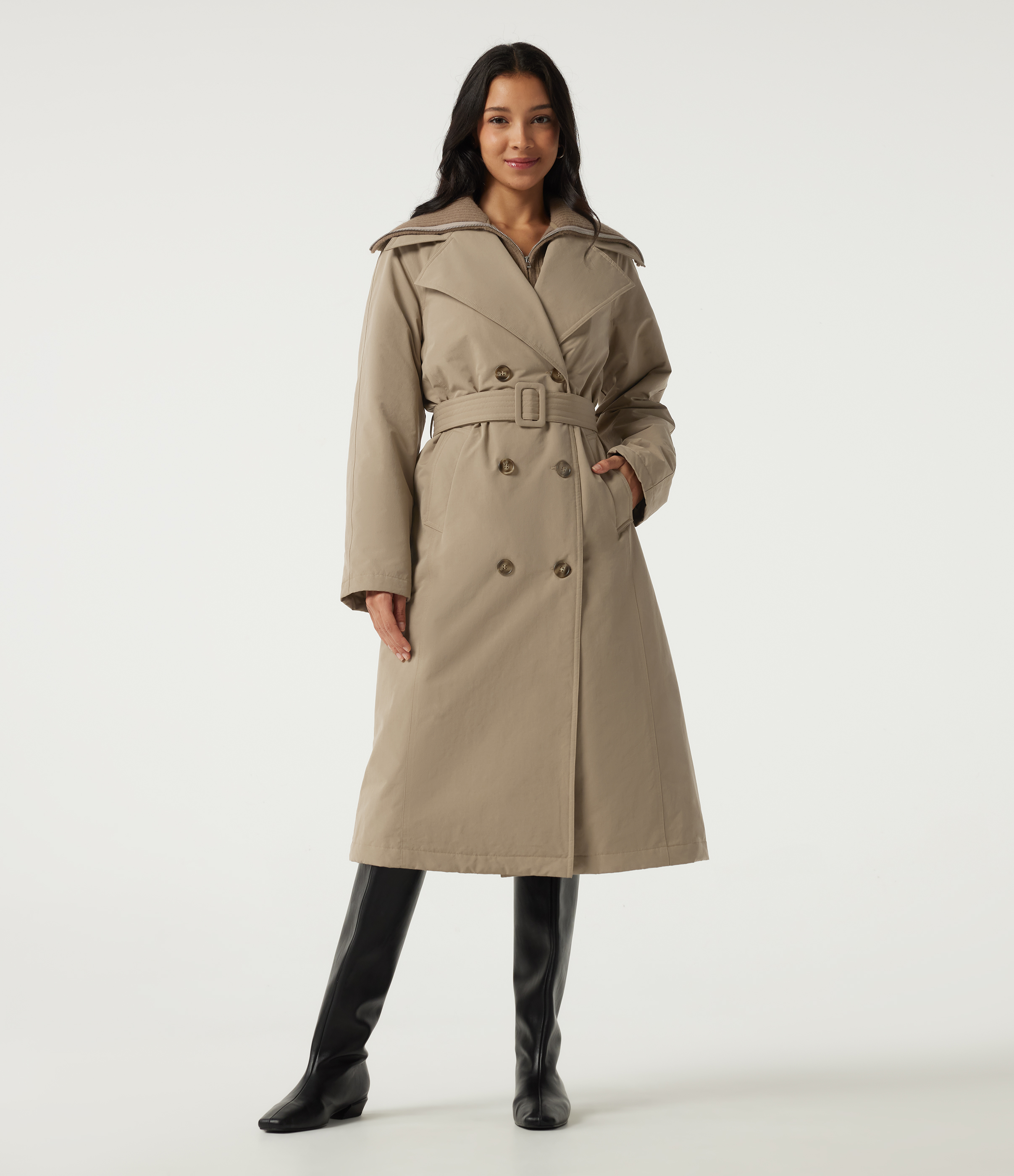 Lapel Long Sleeve Lace Up Work Padded Jacket with Pockets
