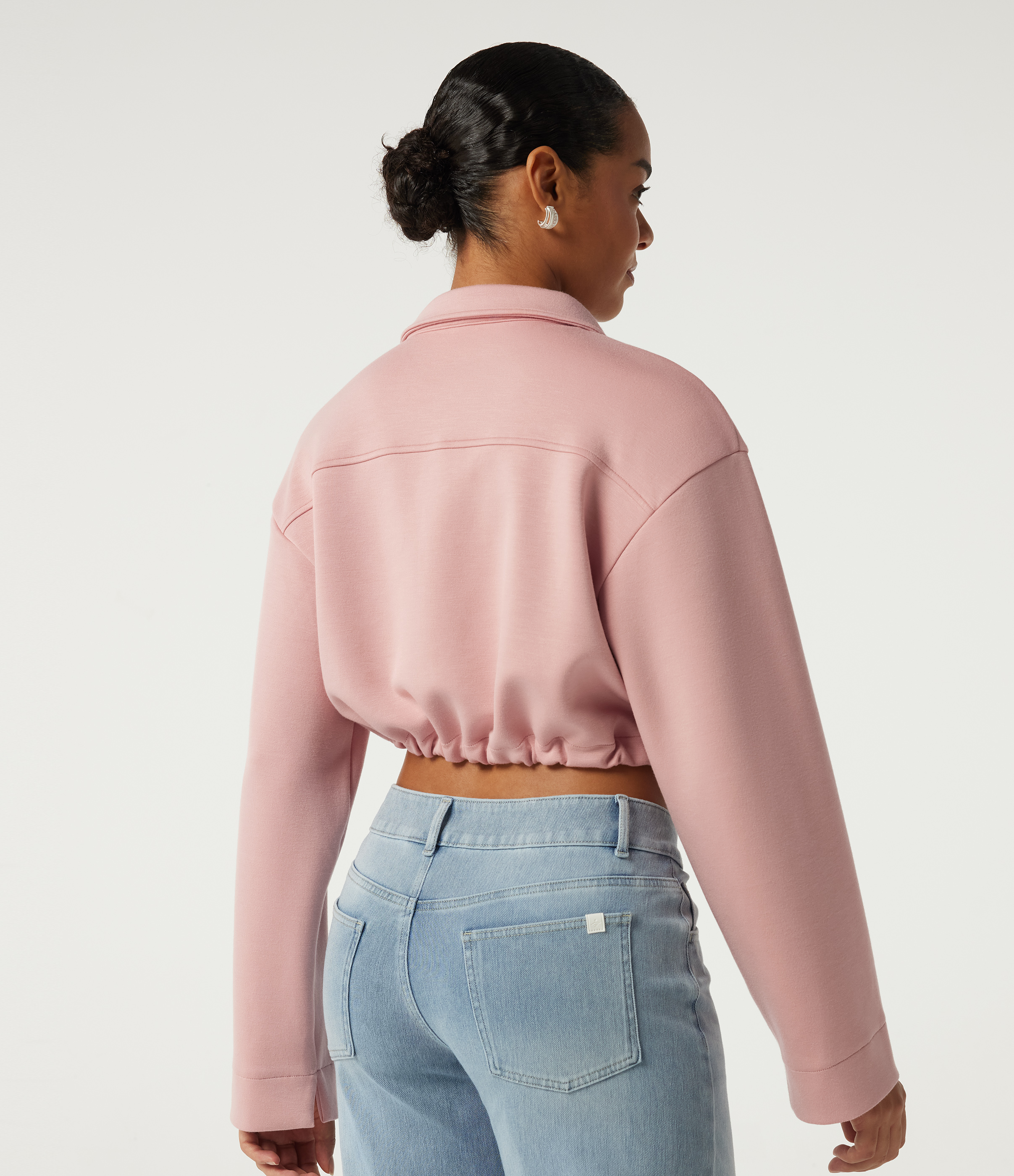 Peach Pomelo Pink Long Sleeve Casual Shacket with Pockets / 2