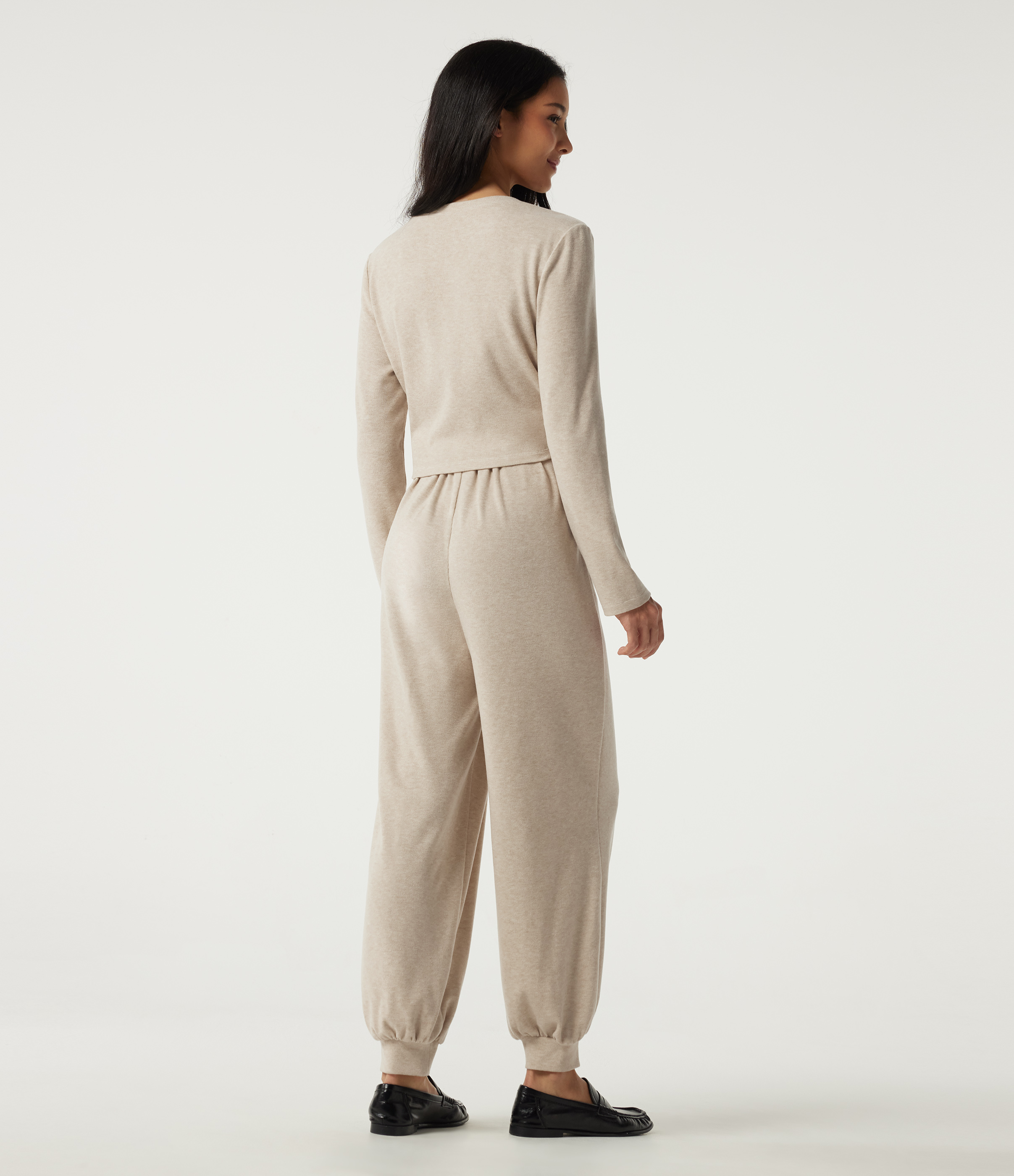 Oatmeal Khaki Round Neck Long Sleeve Casual Jumpsuit with Pockets -Easy Peezy Edition / 2