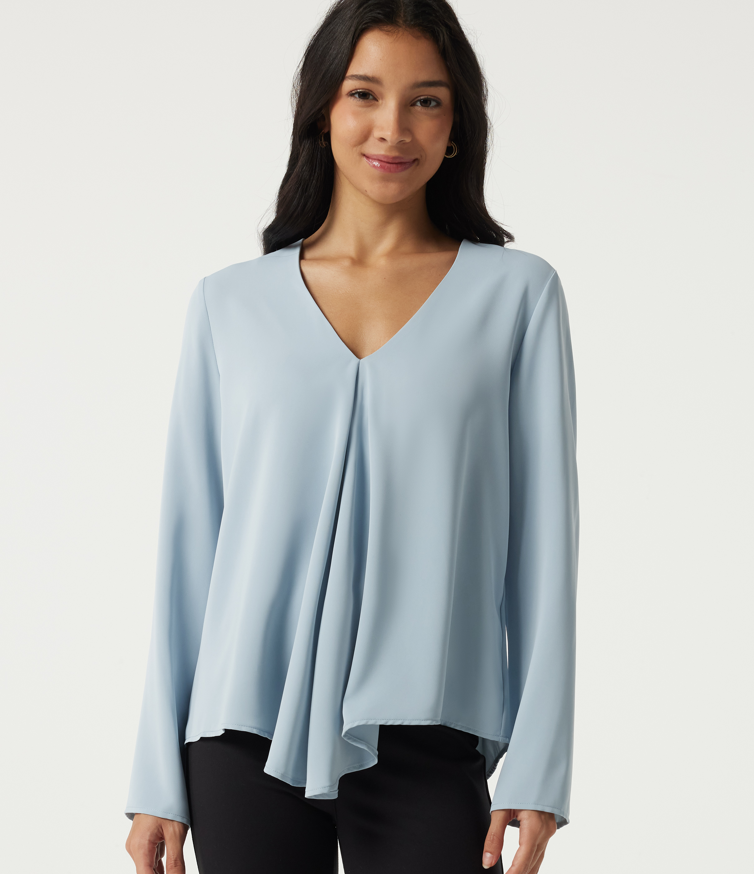 V Neck Long Sleeve Casual Blouse