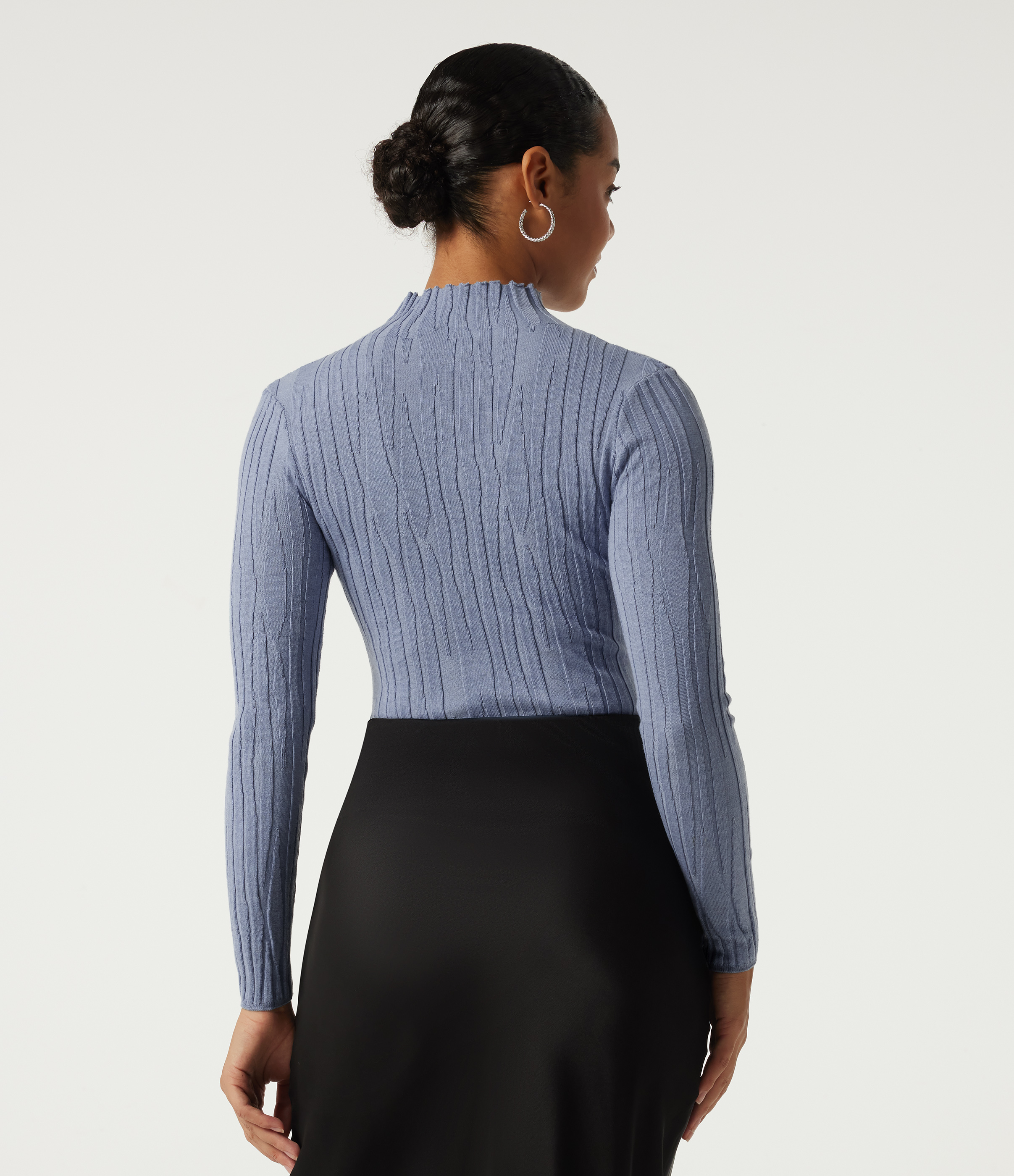 Camon blue Mock Neck Long Sleeve Work Sweater / 2