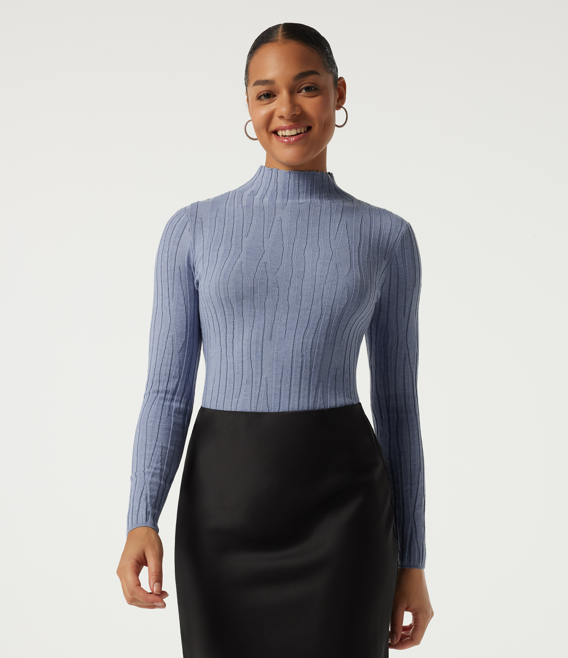 Mock Neck Long Sleeve Work Sweater