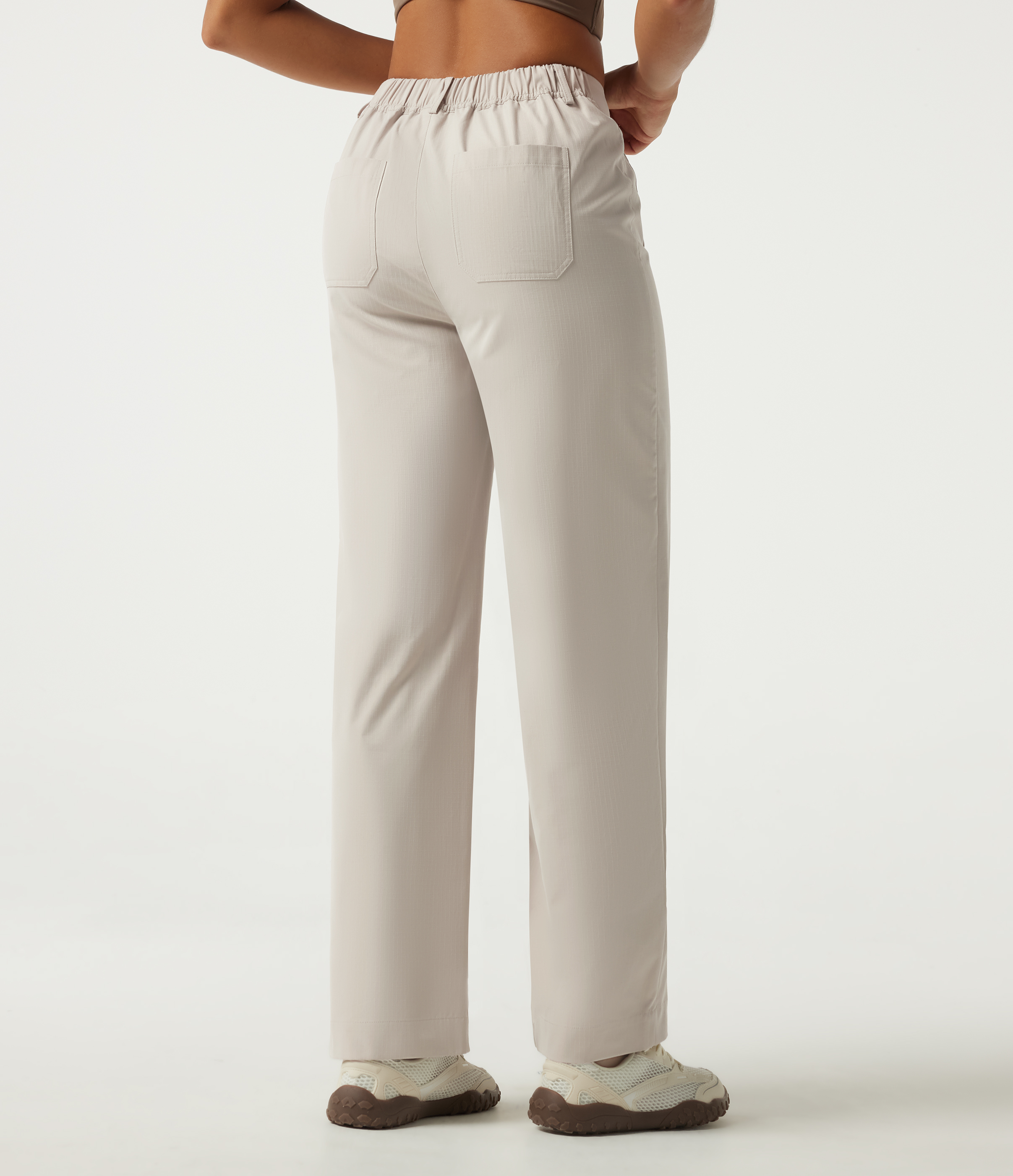 Lily White Mid Rise Straight Leg Hiking Pants with Pockets / 2