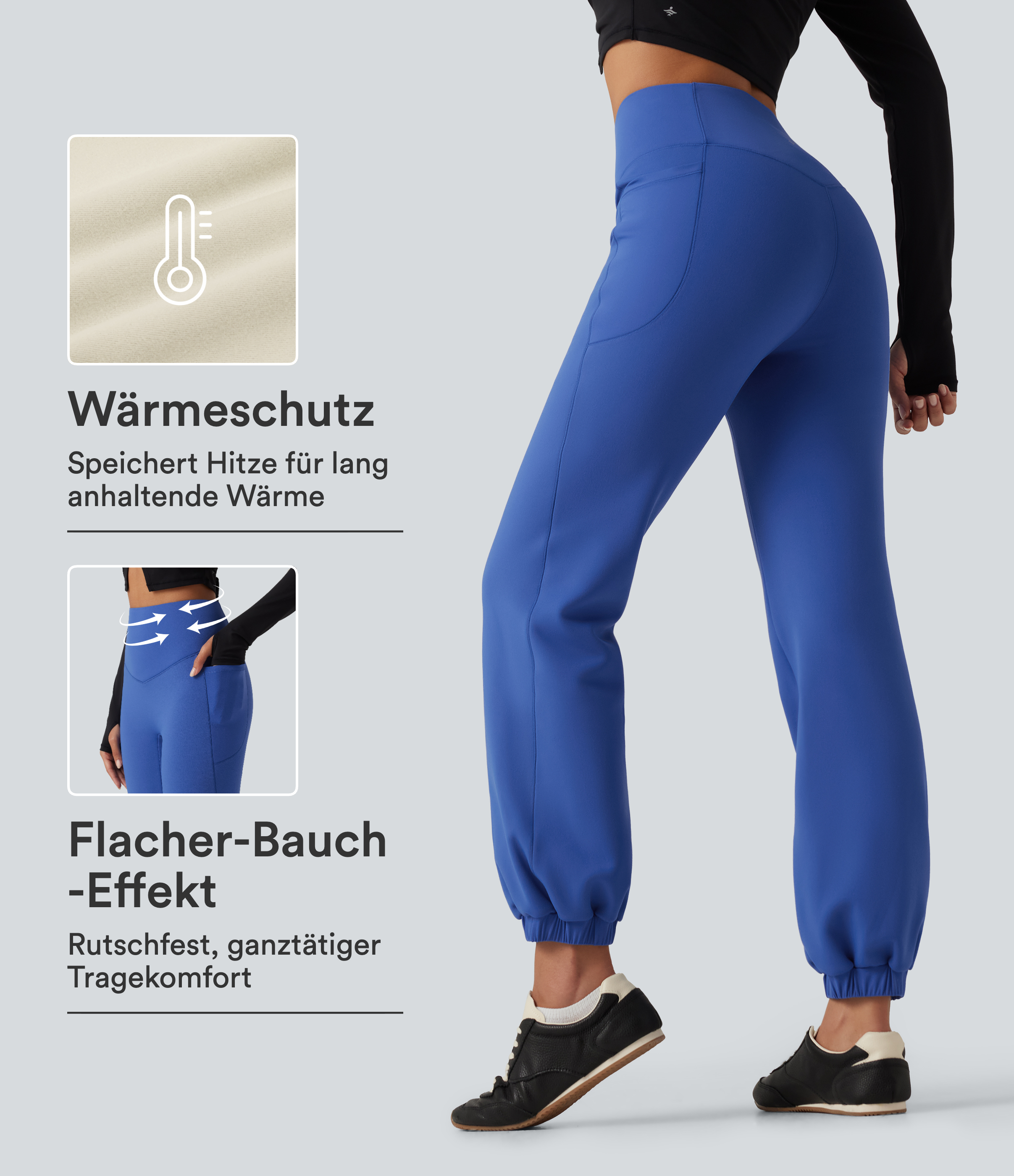 Beaucoup Blue Tanz-Jogginghose aus Fleece mit hohem Bund, Seitentaschen und Bauchkontrolle / 1