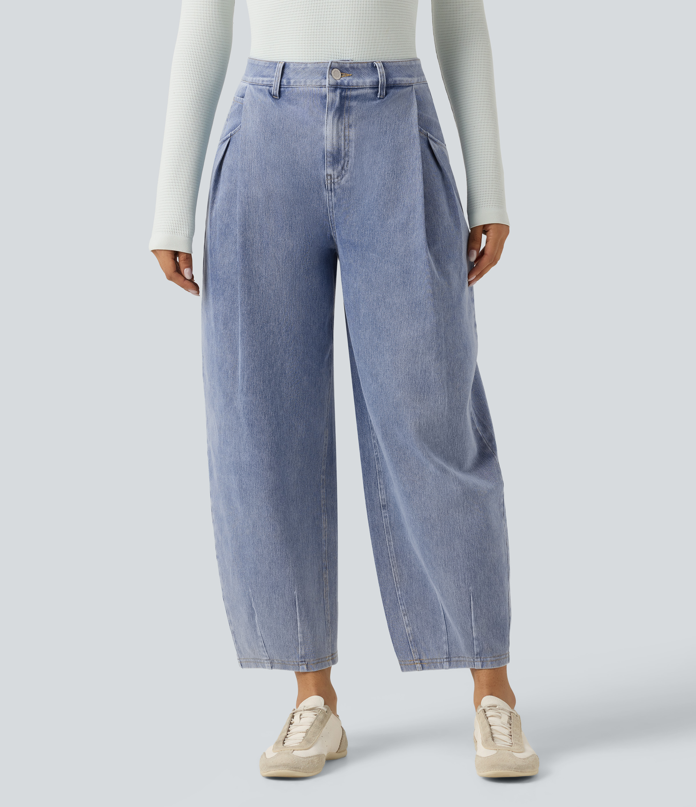 Halara Flex™ High Waisted Barrel Leg Casual Jeans with Pockets 