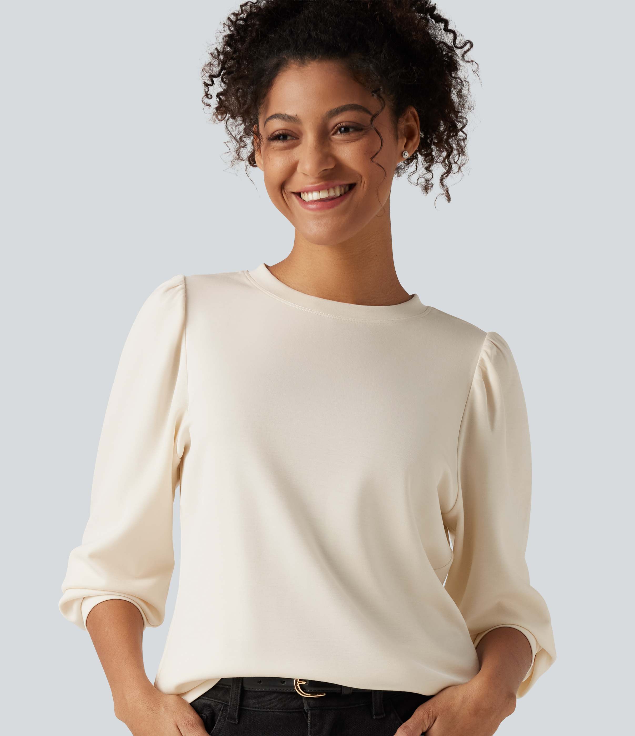 Round Neck Long Sleeve Casual Top