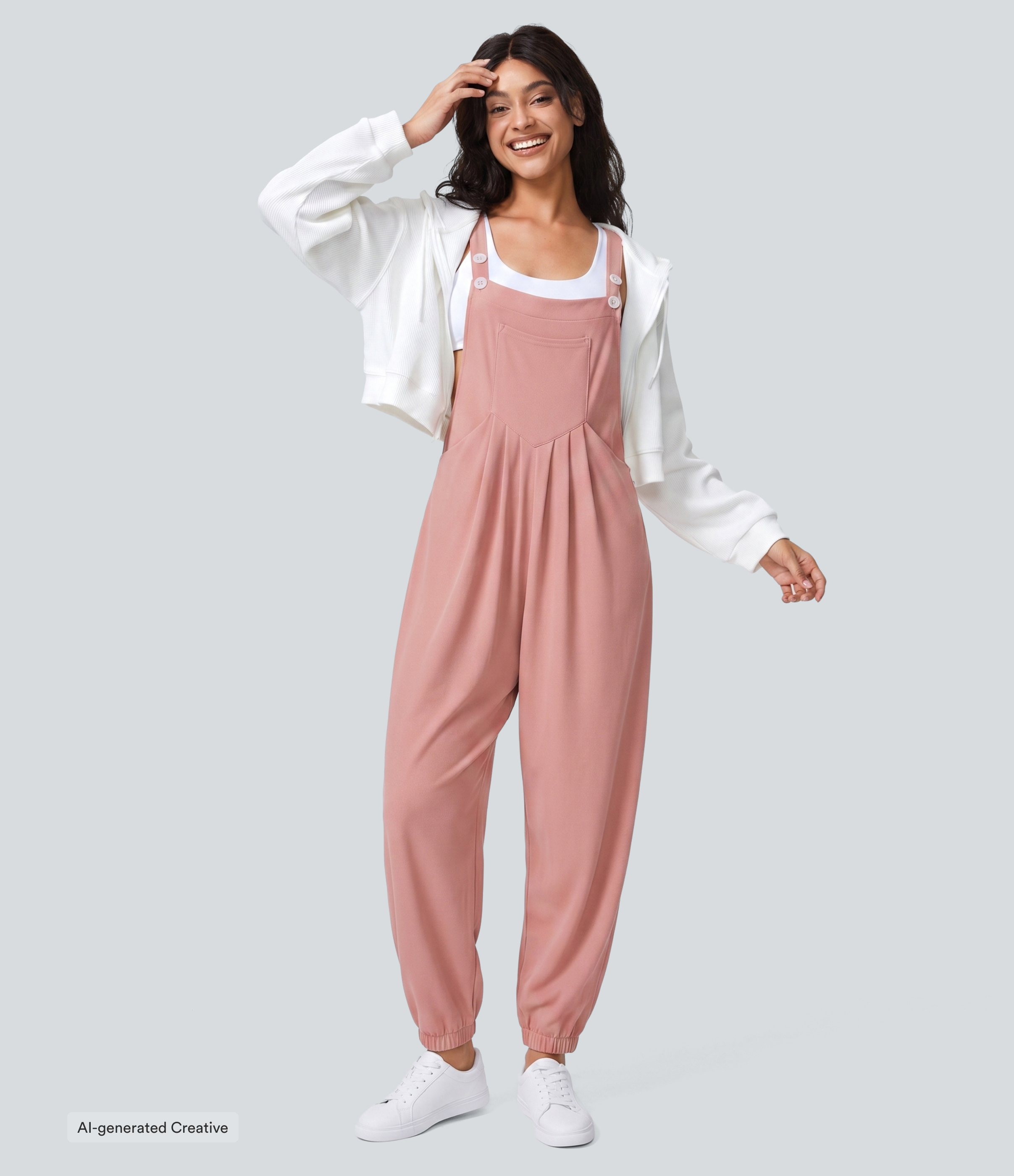 Pockets Waffle Casual Jogger Overalls