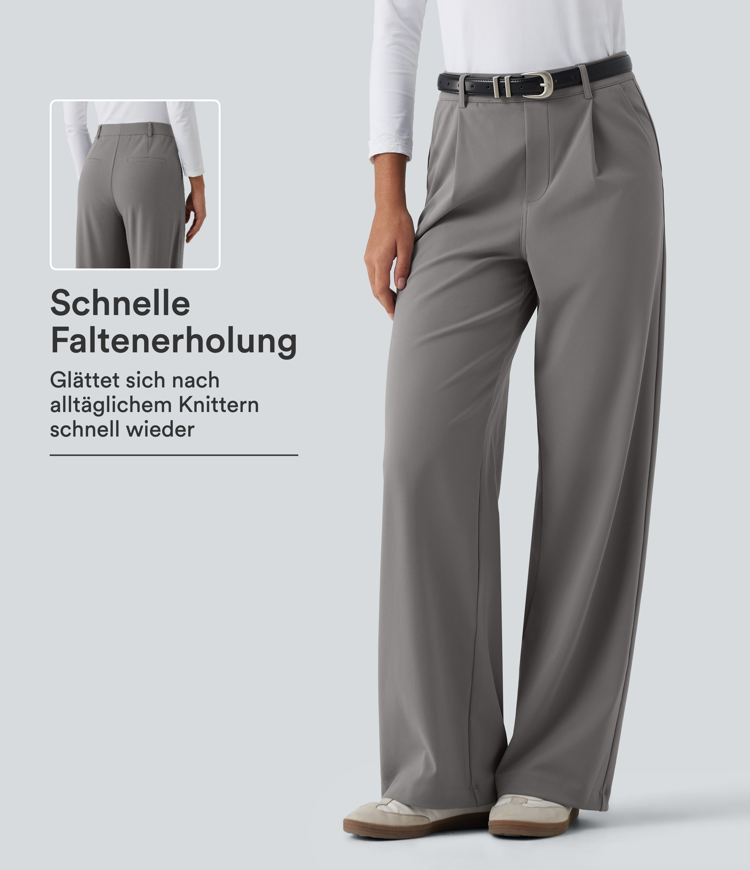 Halara Flex™ DayStretch - Plissierte Bürohose mit hohem Bund, Seitentaschen und geradem Bein - selbstglättend