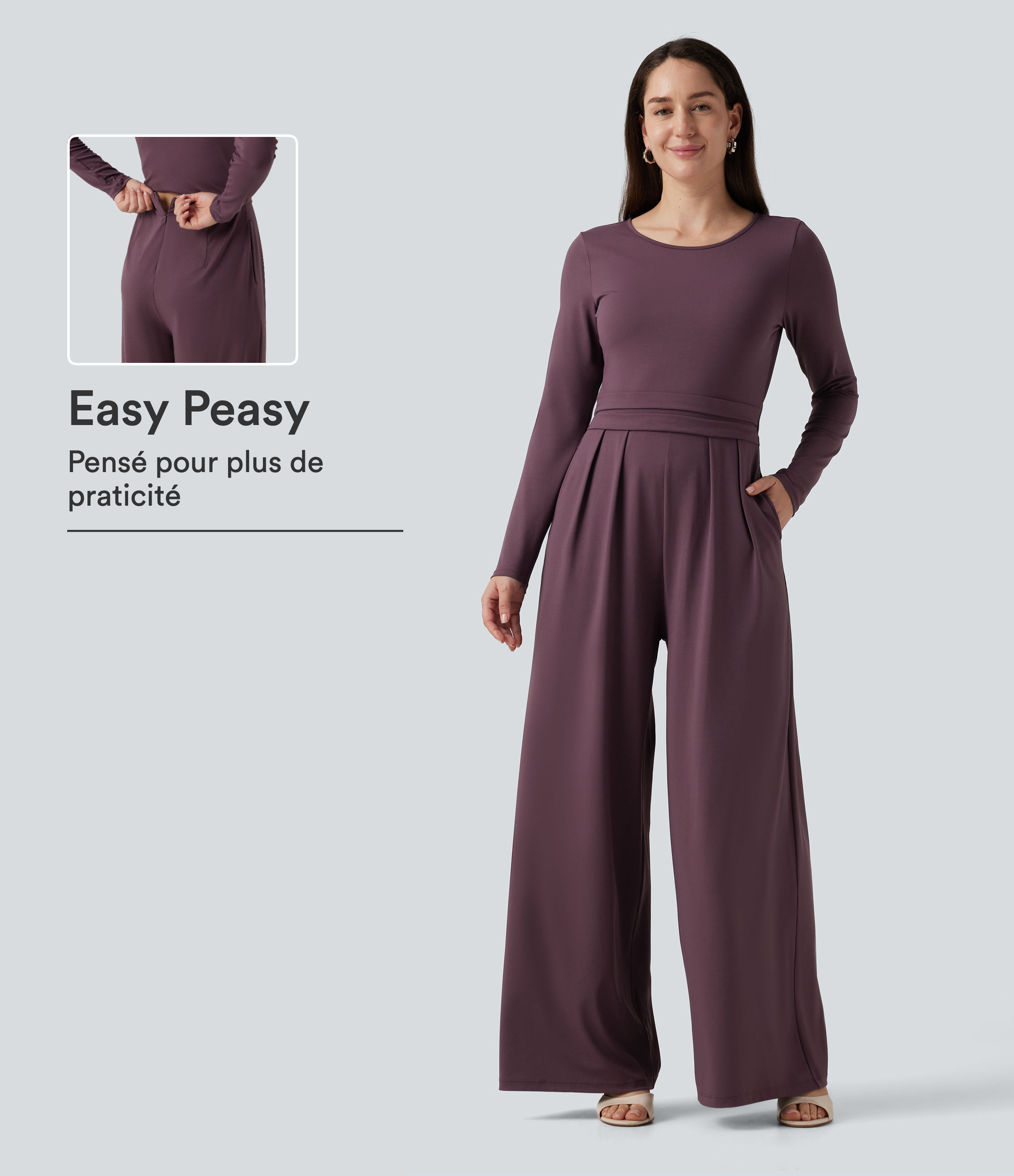 Combinaison accès facile Easy Peasy à col rond, manches longues et coupe large avec poches