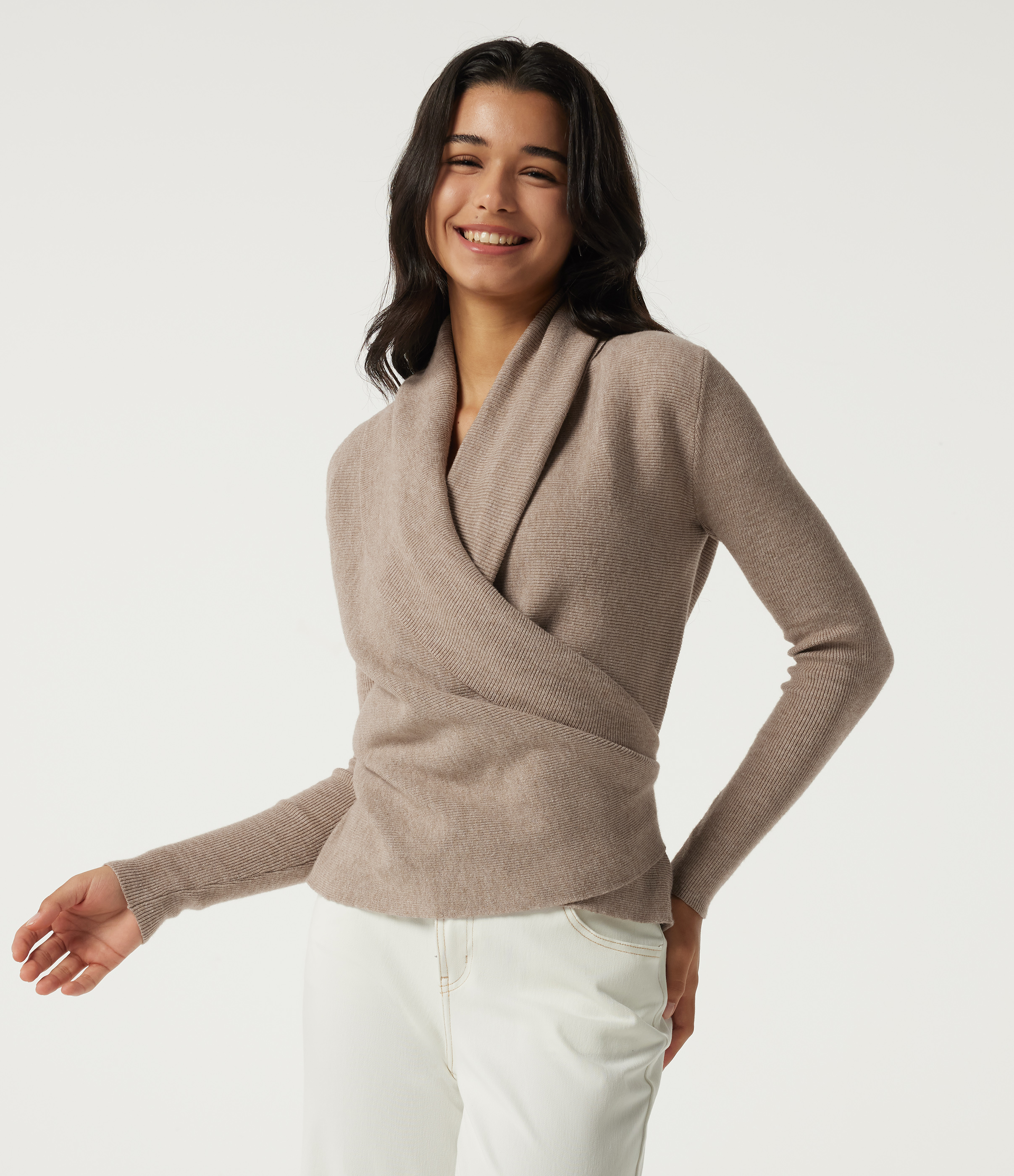 Cowl Neck Long Sleeve Stacked Casual Sweater