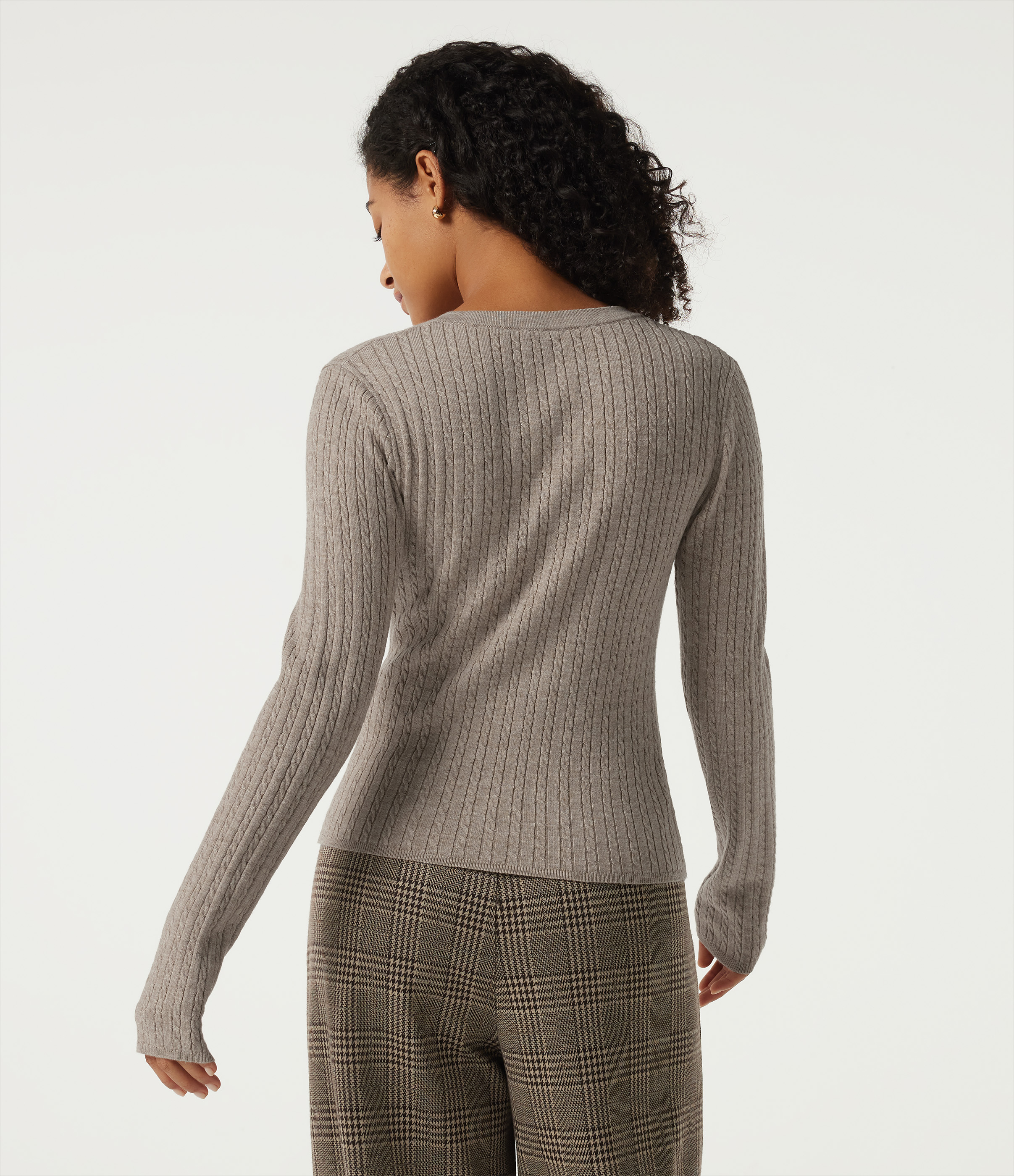 Silver Sage Maglione da lavoro con scollo Henley, punto treccia e maniche lunghe / 2