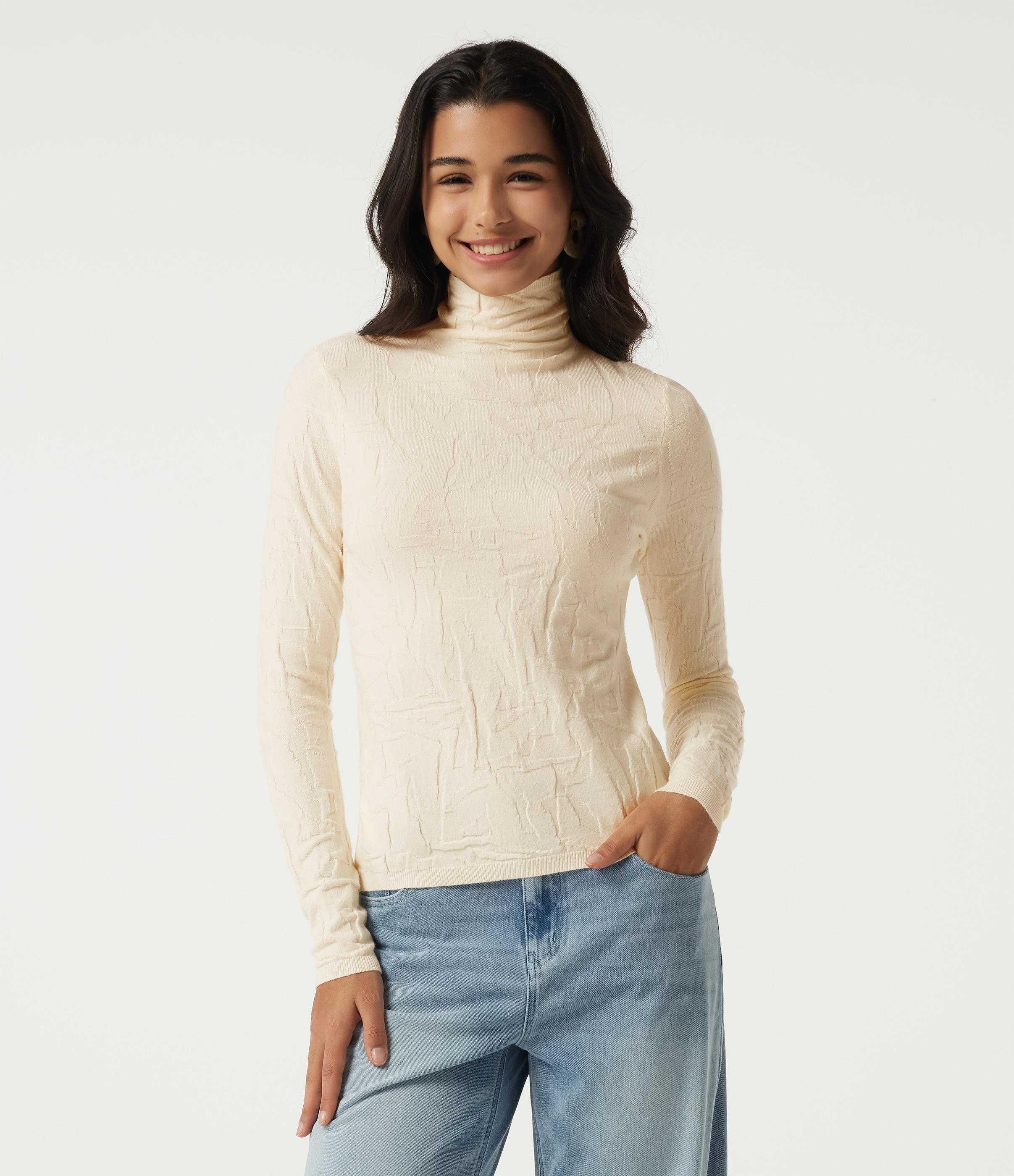High Neck Long Sleeve Slim Work Sweater