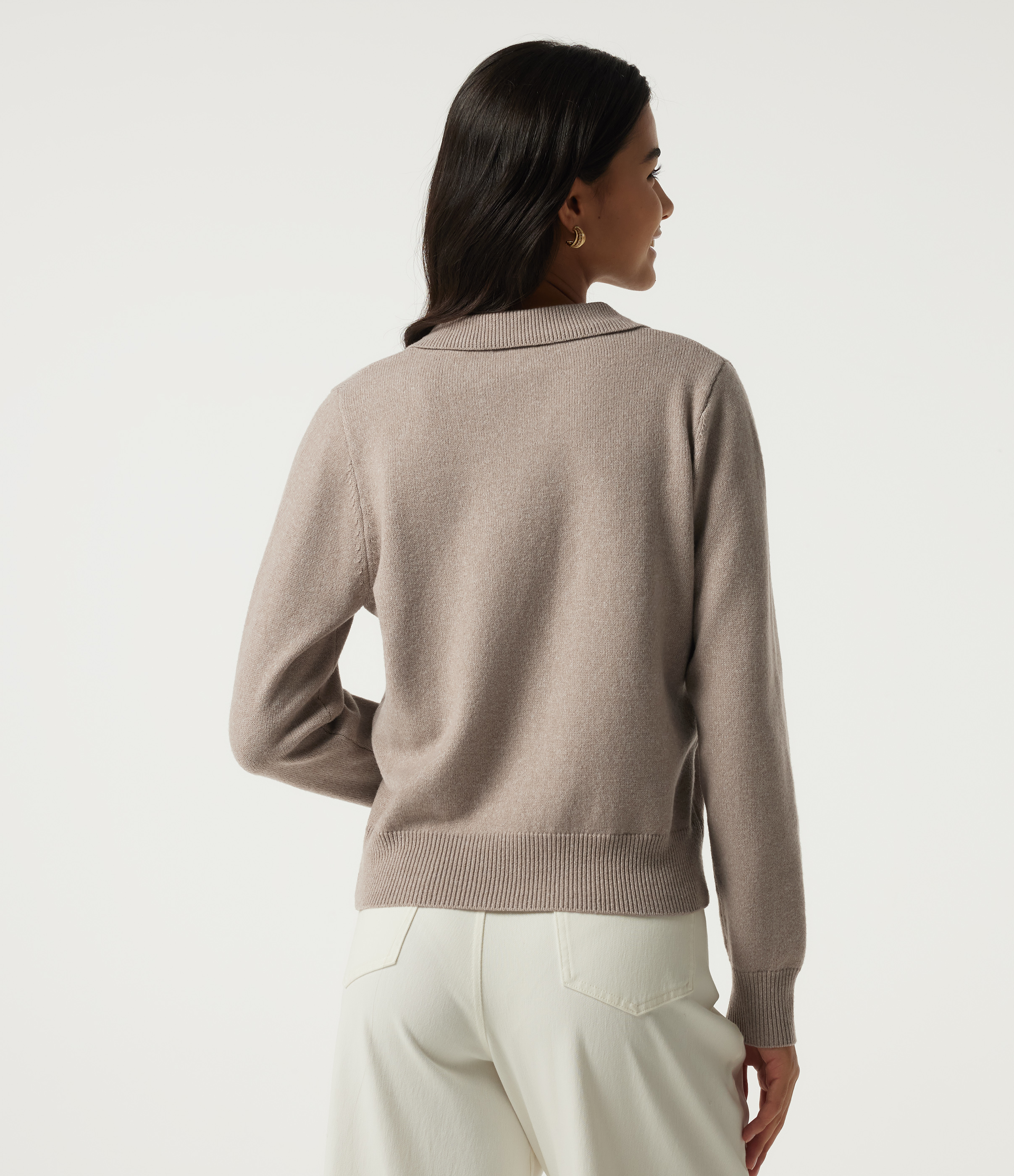 Savannah Tan Polo Long Sleeve Work Sweater / 2