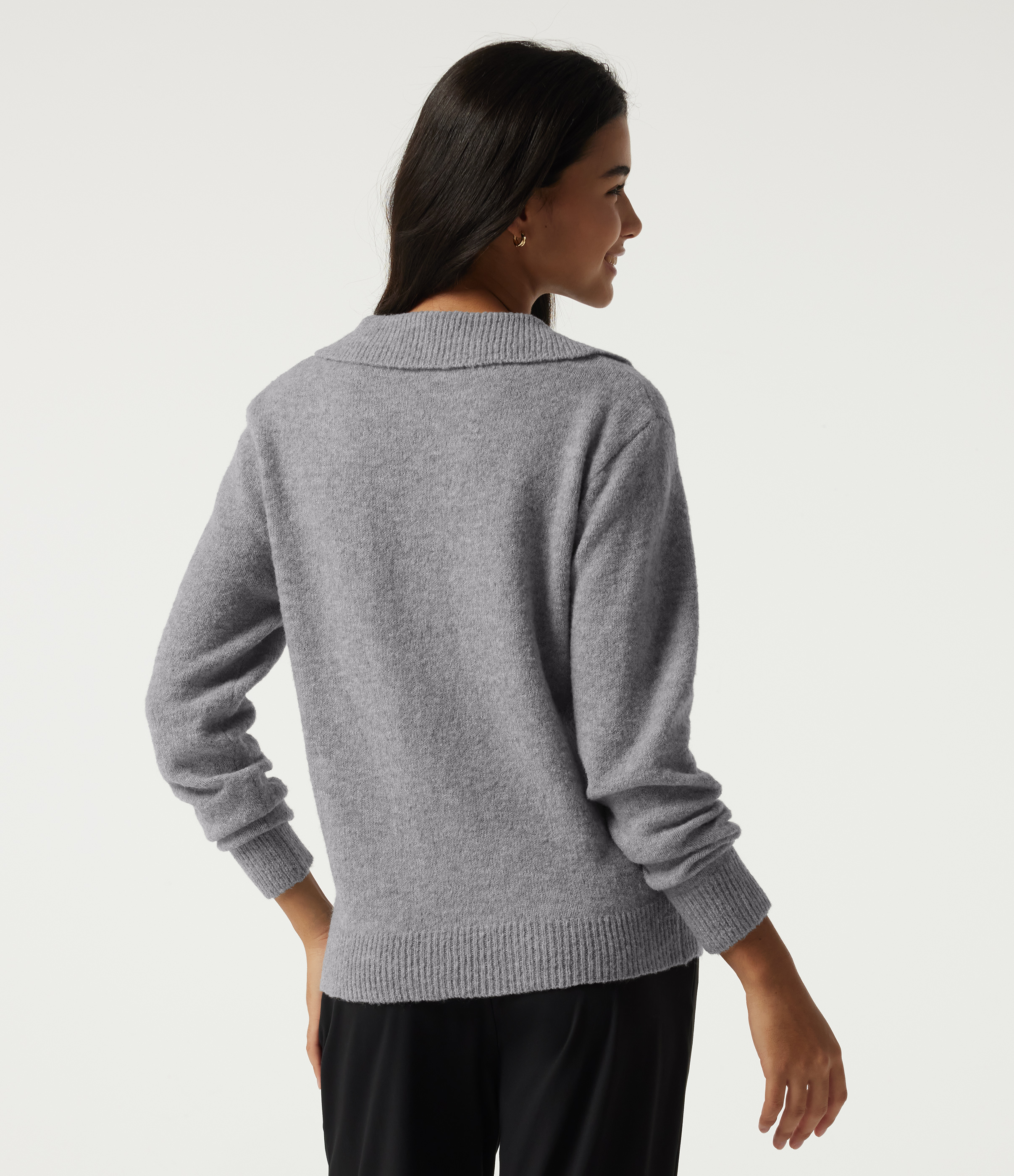 Fog Gray Polo Long Sleeve Work Sweater / 2