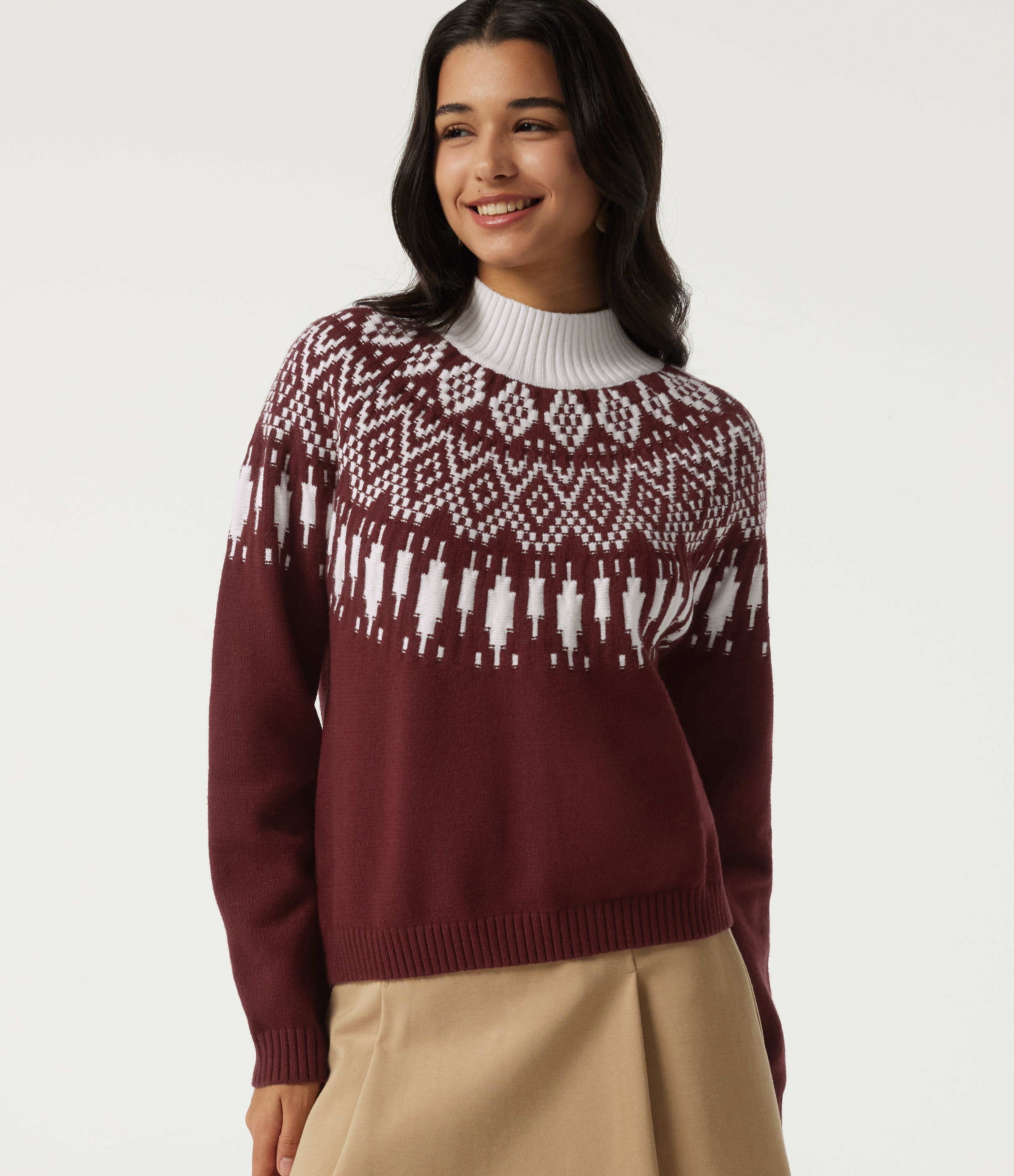 High Neck Long Sleeve Casual Sweater