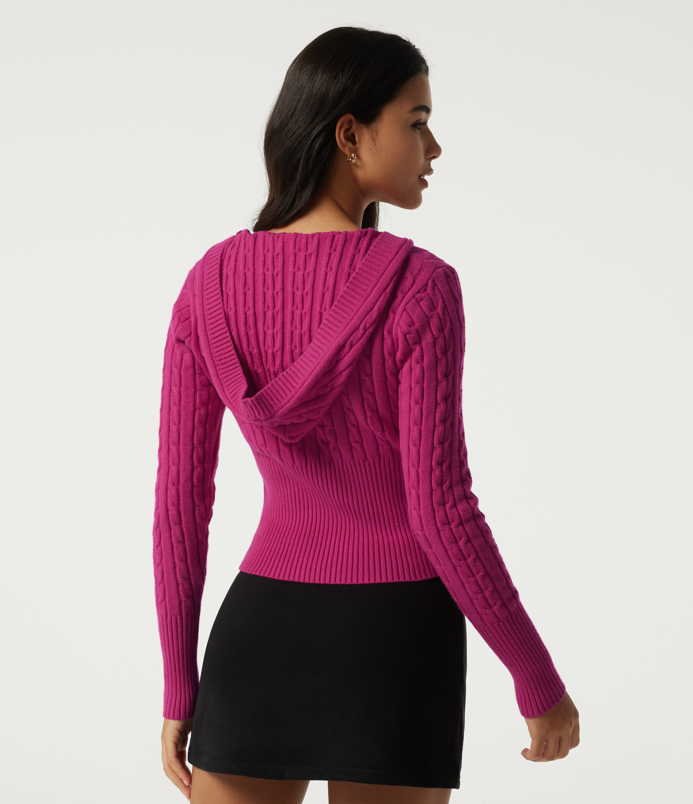 Raspberry Rose Pull à capuche slim à manches longues, style décontracté / 2