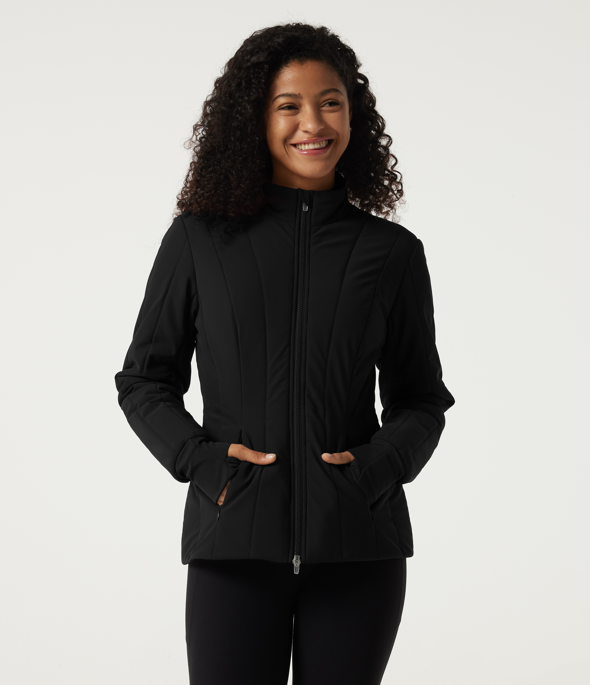 PuffFlex Wrinkle Recovery Mock Neck Slim Casual Padded Jacket with Pockets