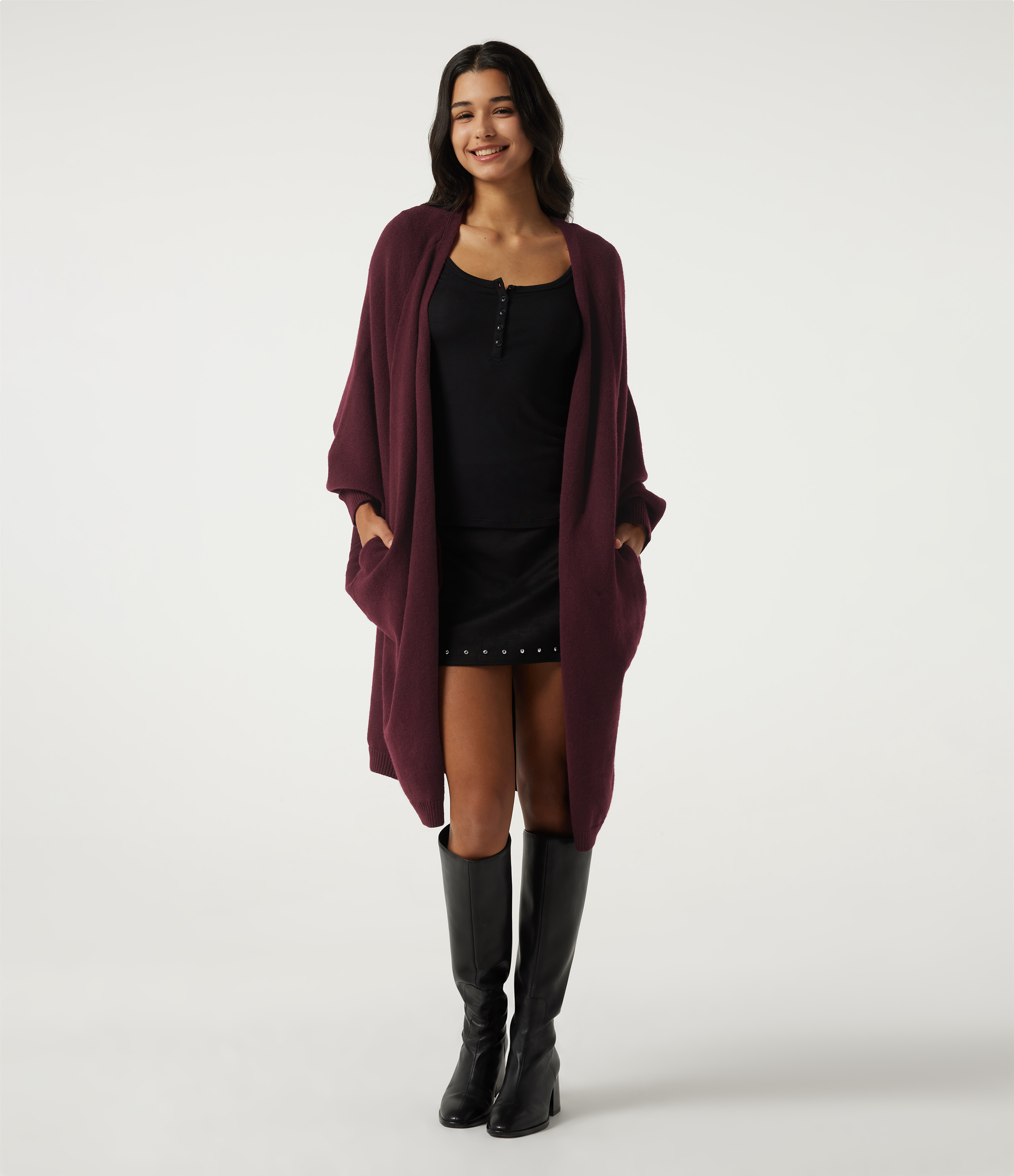 Raglan Long Sleeve Casual Cardigan with Pockets