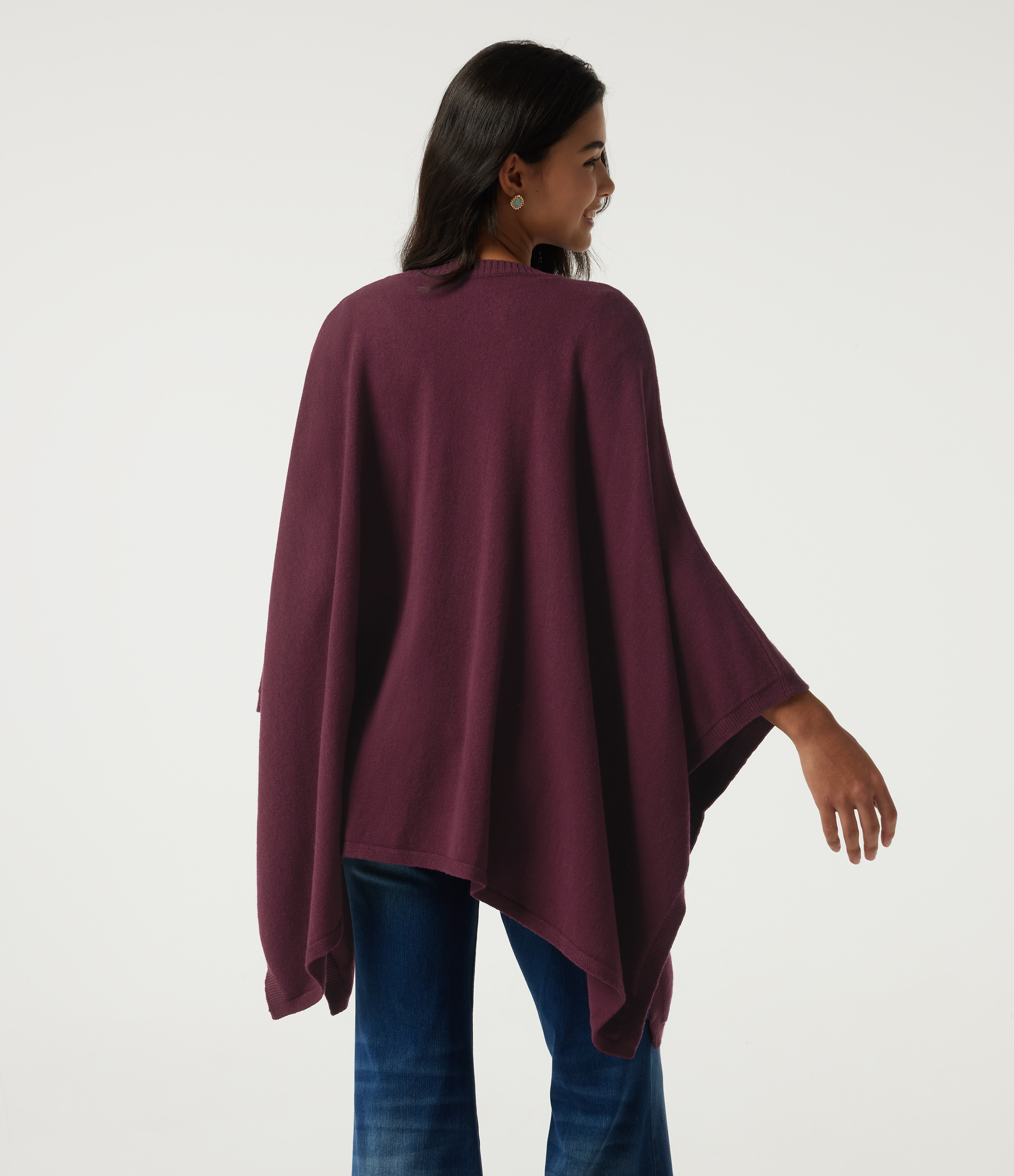 Sandalwood Grape Purple Round Neck Batwing Sleeve Casual Sweater / 2