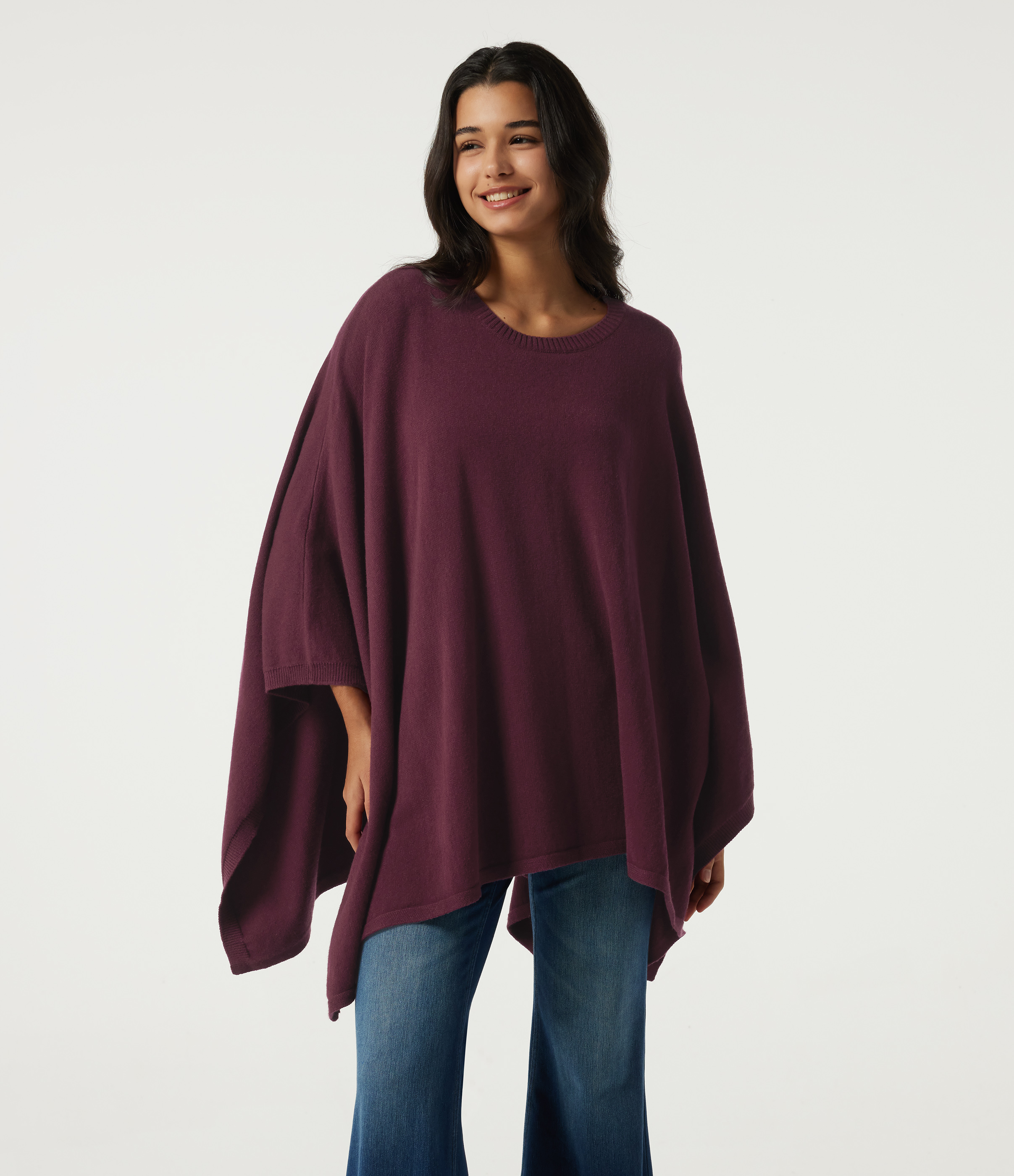 Round Neck Batwing Sleeve Casual Sweater