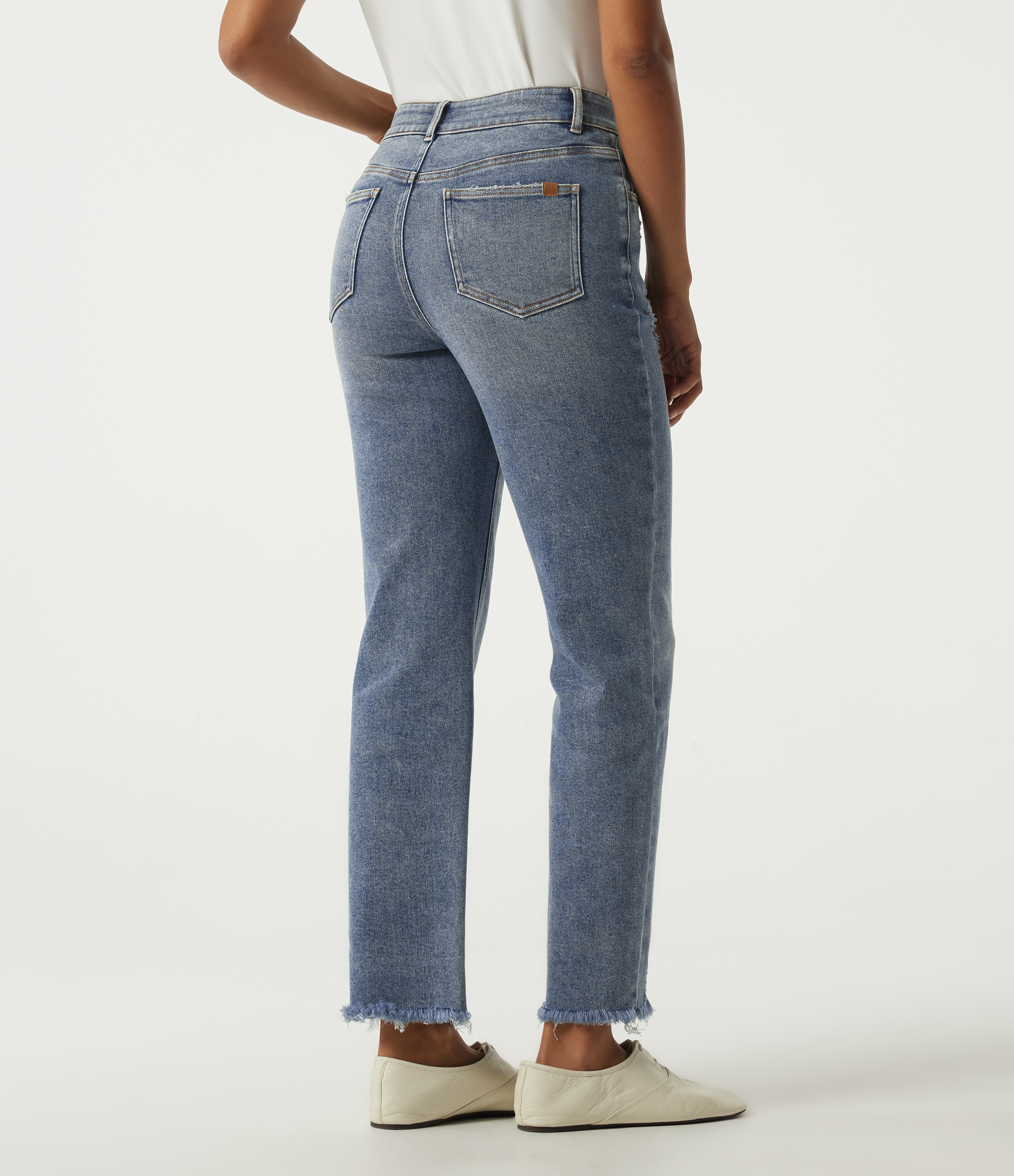  Blue Jasper Denim High Waisted Straight Leg Casual Cotton Jeans with Pockets / 2