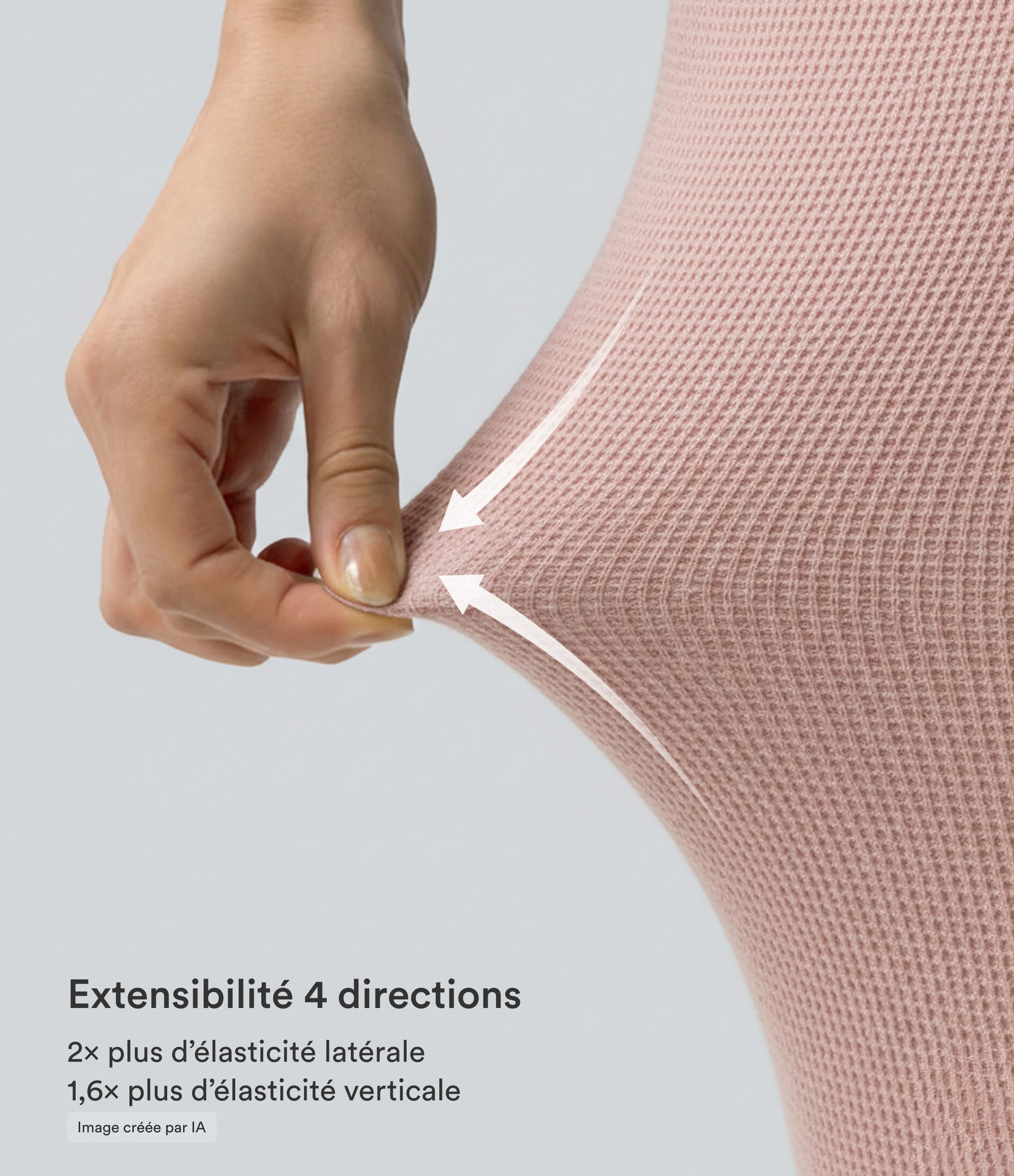 Peach Beige Halara Flex™ Pantalon Tailleur en tissu gaufré à taille haute, jambes larges, plis et poches latérales / 2