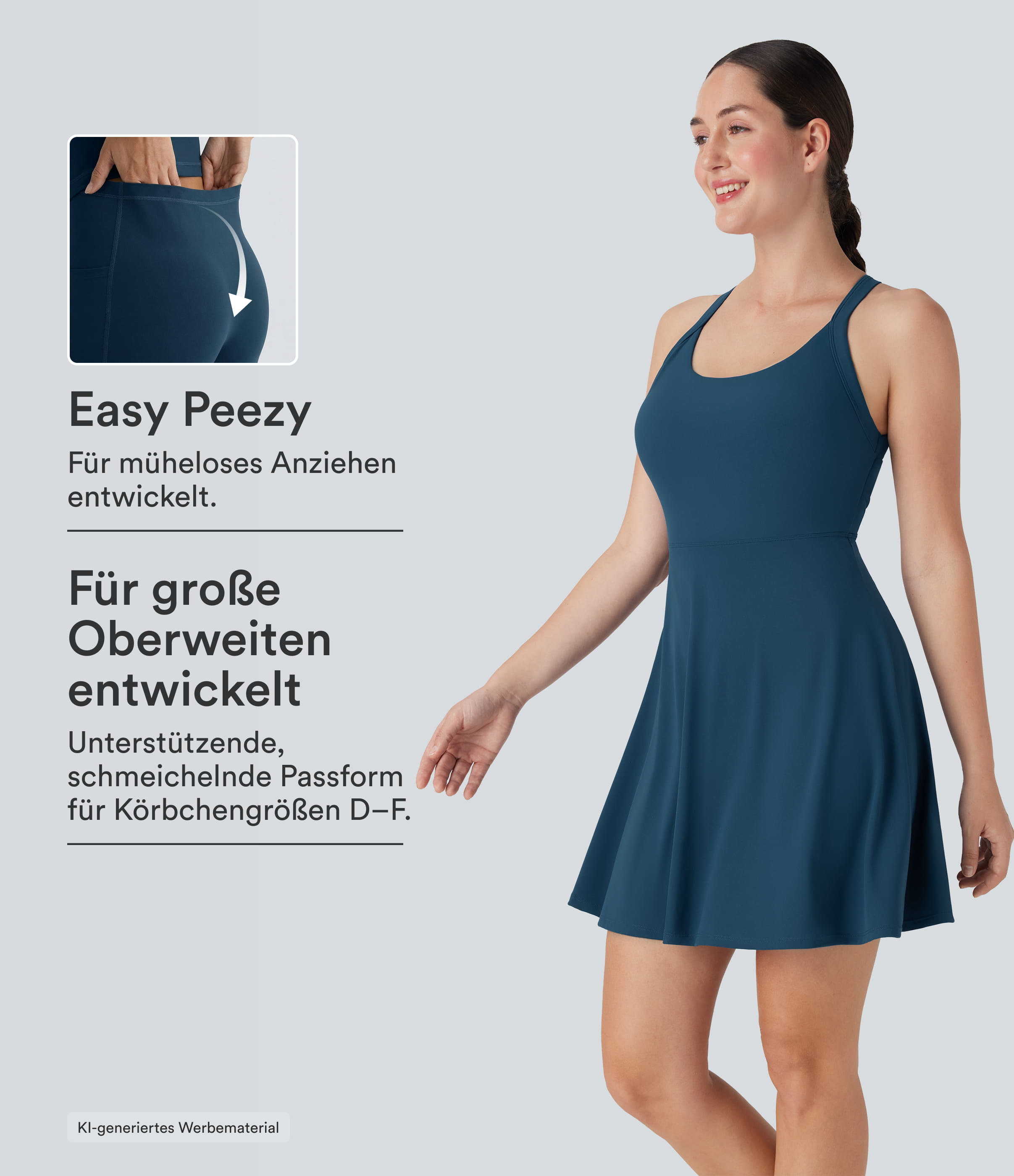 Majolica Blue Ausgestelltes Tanzkleid - extralang, Easy-Peezy-Edition, E-G Cups / 1