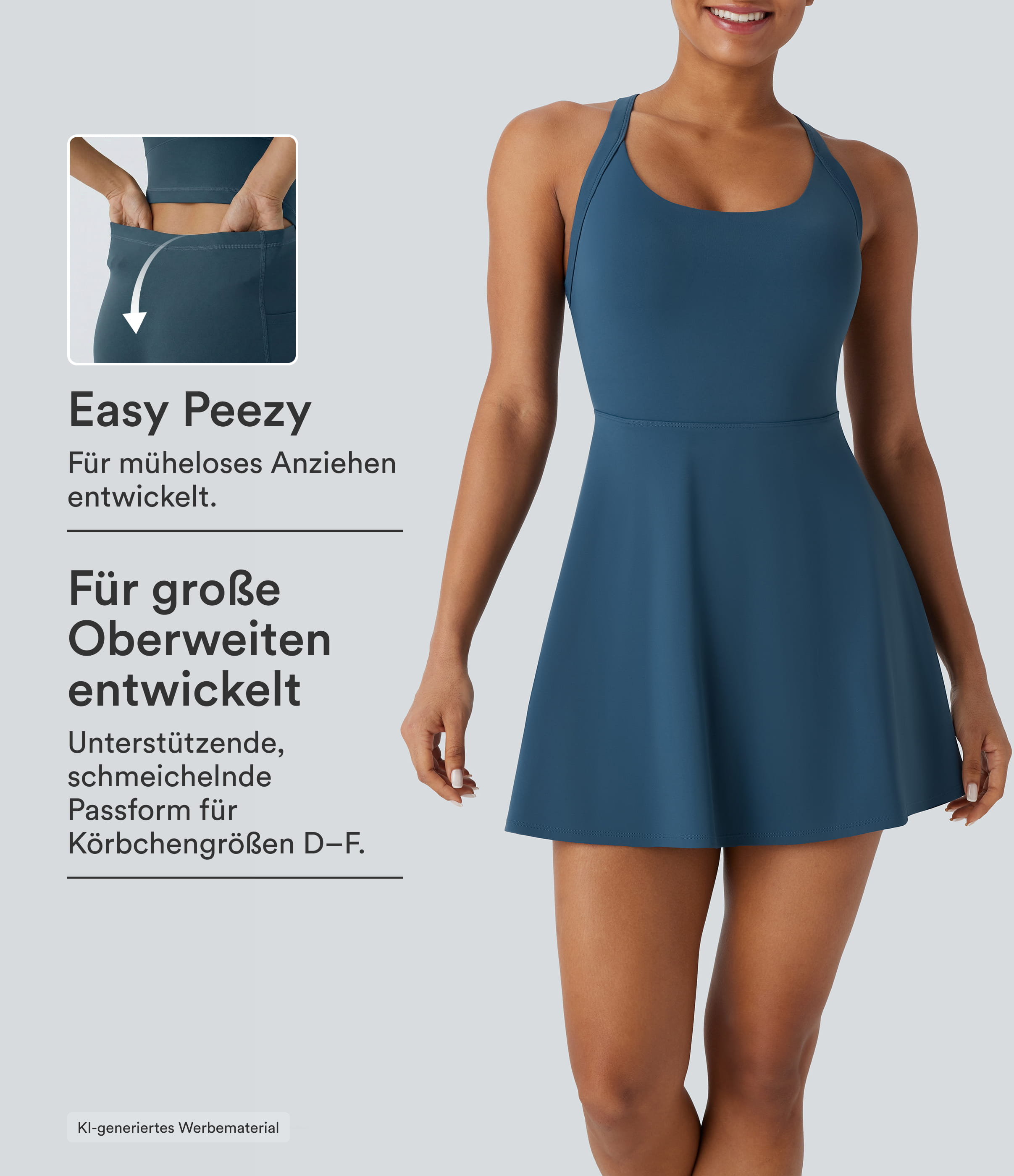 Majolica Blue SoftlyZero™ Airy - Tanzkleid mit geformten Cups und InstantCool - Easy-Peezy-Edition, E-G Cups / 1