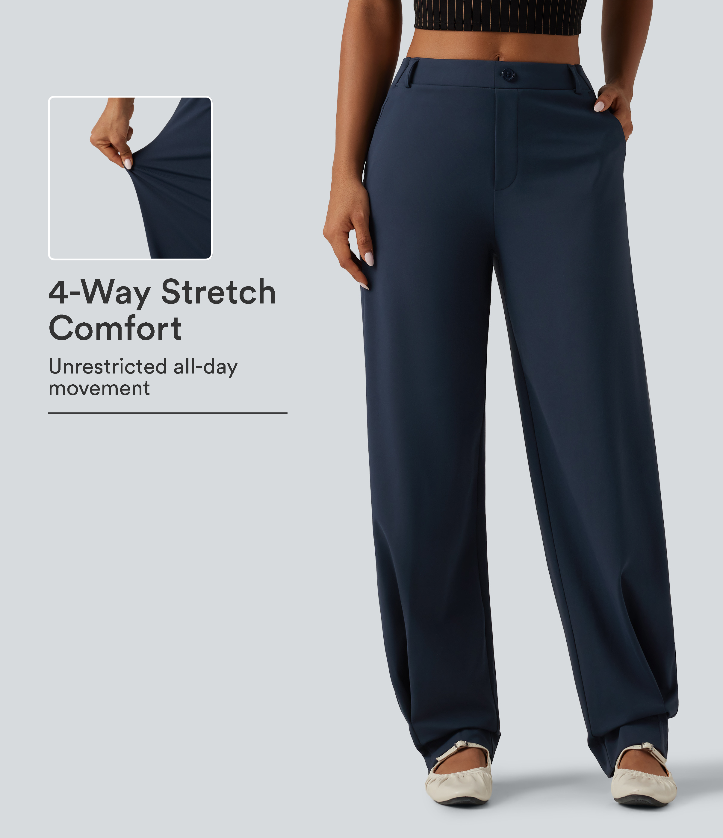 Halara Flex™ DayStretch Mid Rise Barrel Leg Work Pants with Pockets