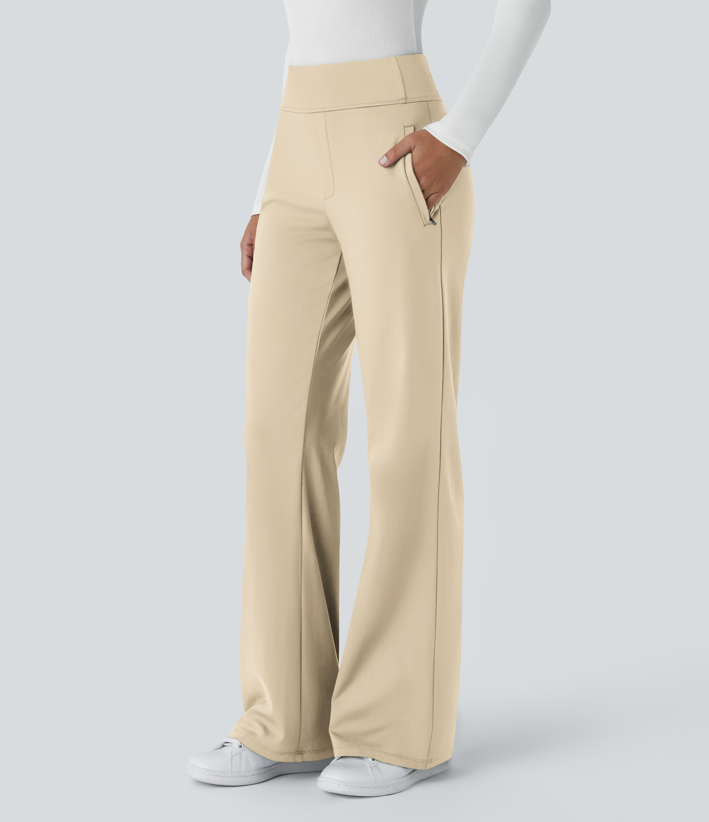 Halara Flex™ DayStretch Mid Rise Side Zipper Pocket Work Flare Pants