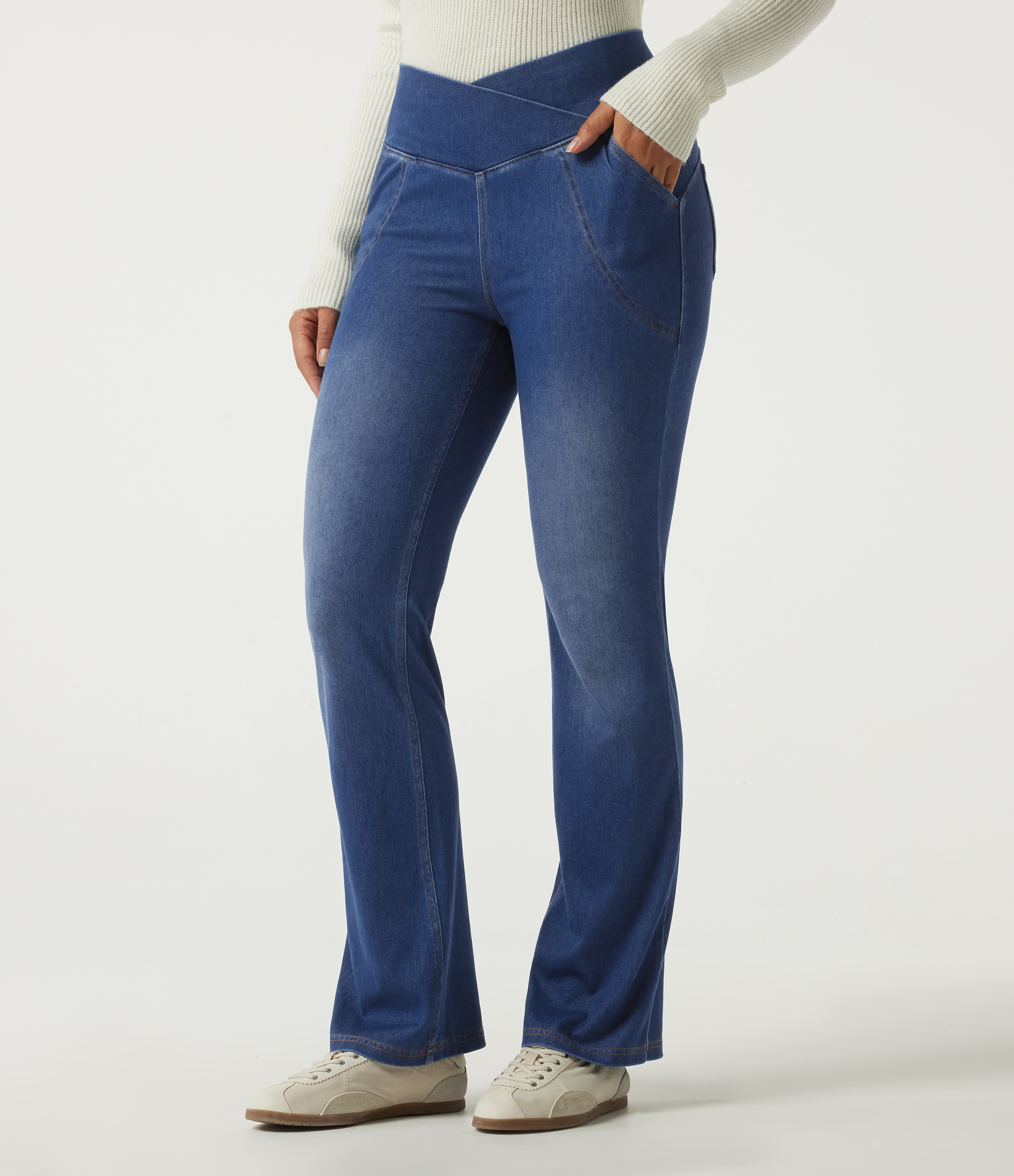Halara Flex™ High Waisted Flare Denim Casual Leggings with Pockets