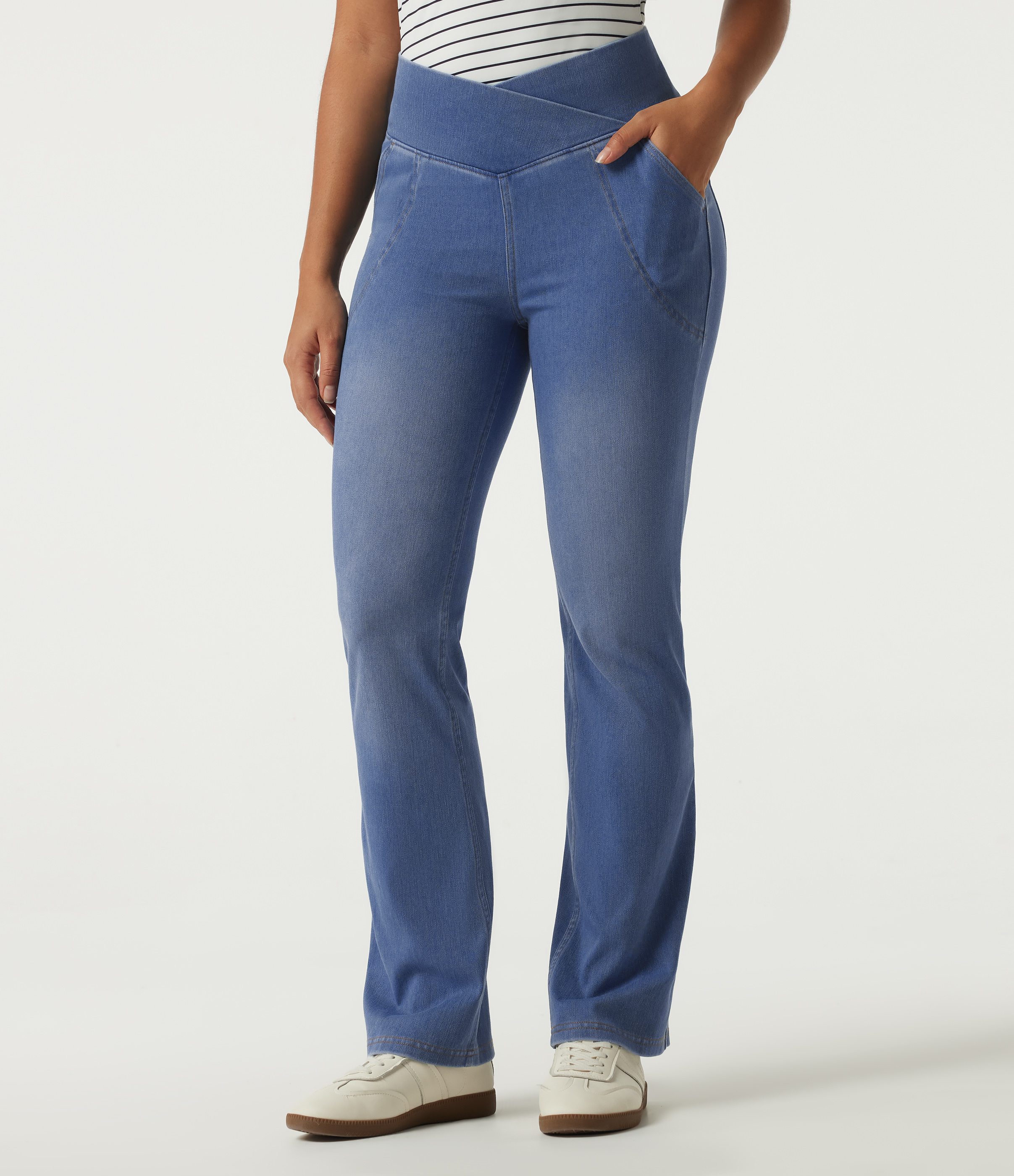 Halara Flex™ High Waisted Flare Denim Casual Leggings with Pockets