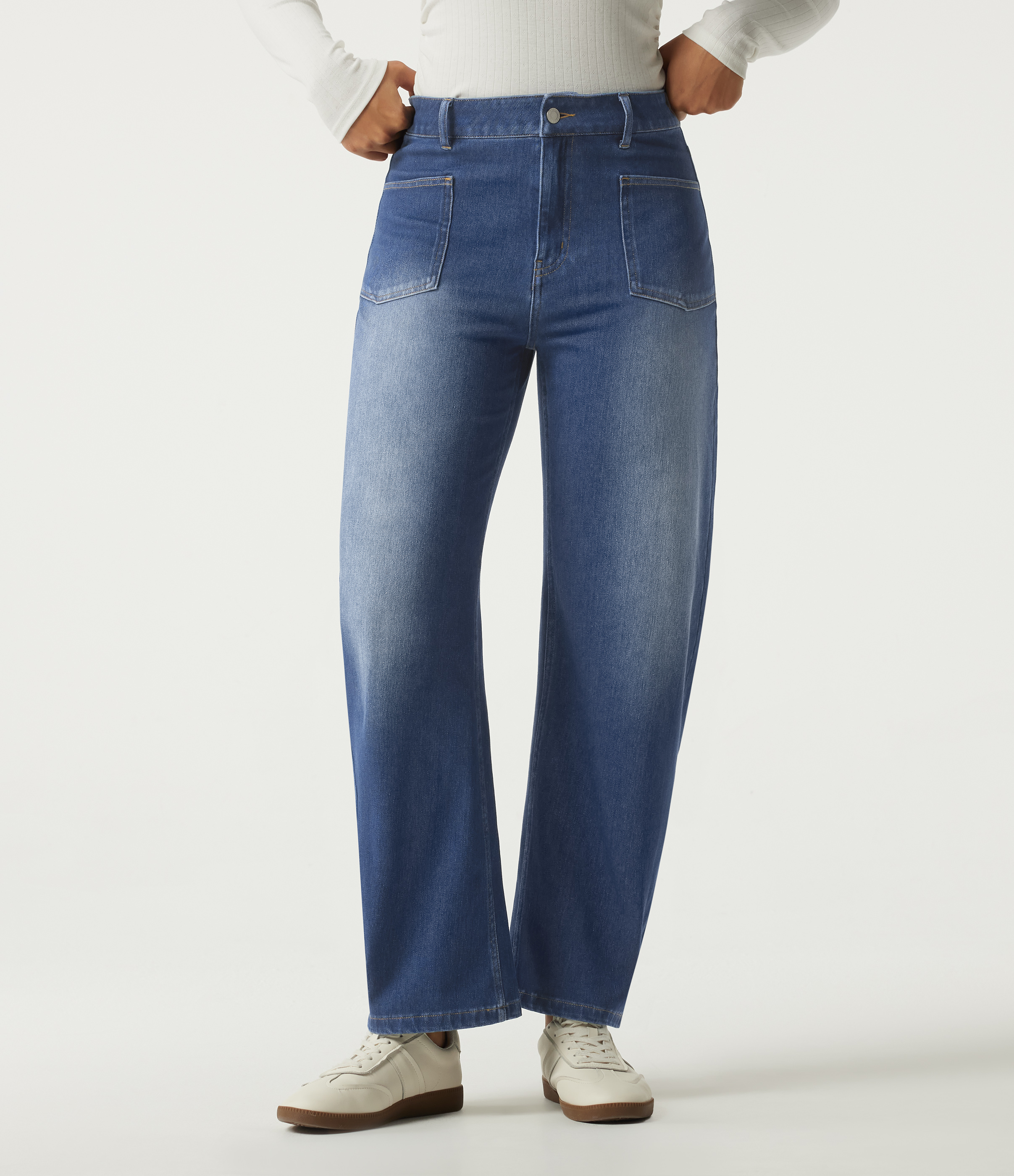 Halara Flex™ High Waisted Barrel Leg Casual Cotton Jeans with Pockets