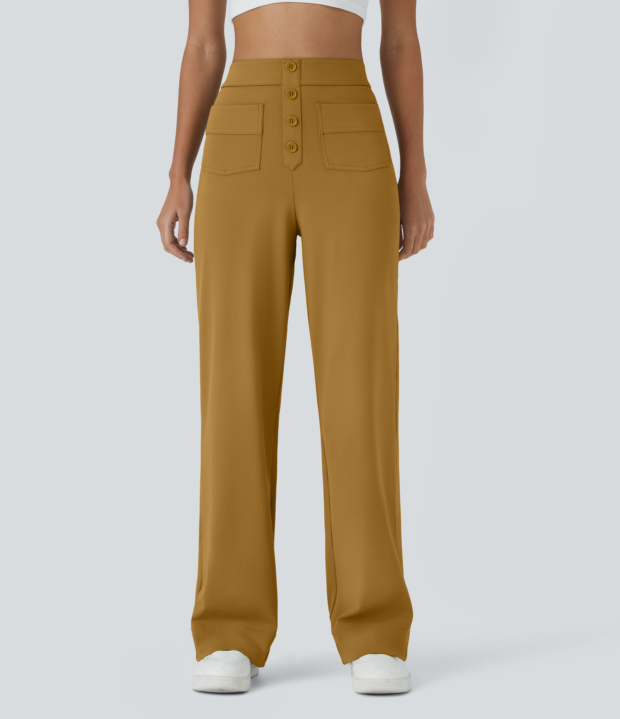 Pantalon taille haute coupe droite DayStretch avec poches