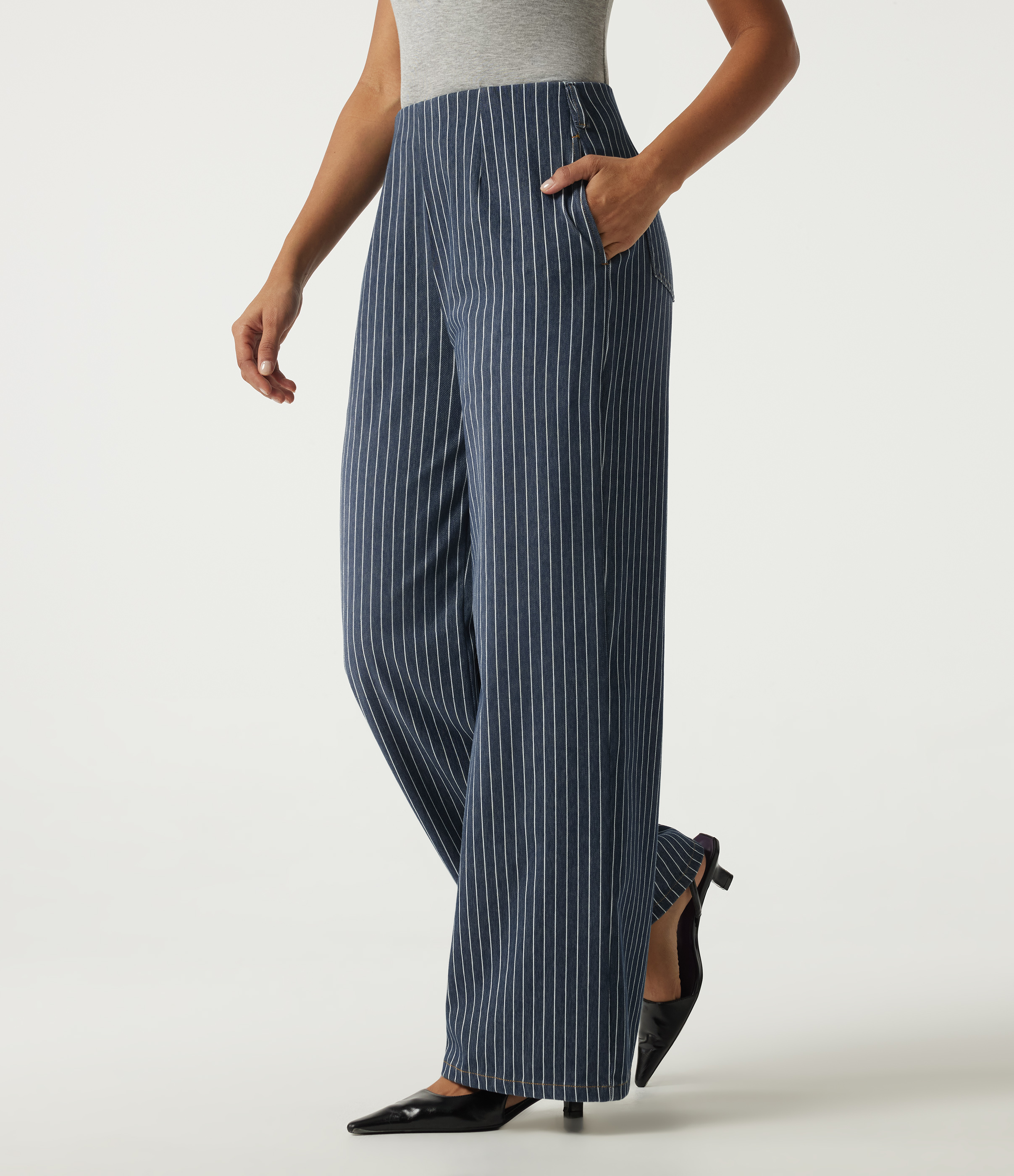 Halara Flex™ High Waisted Wide Leg Work Cotton Jeans with Pockets