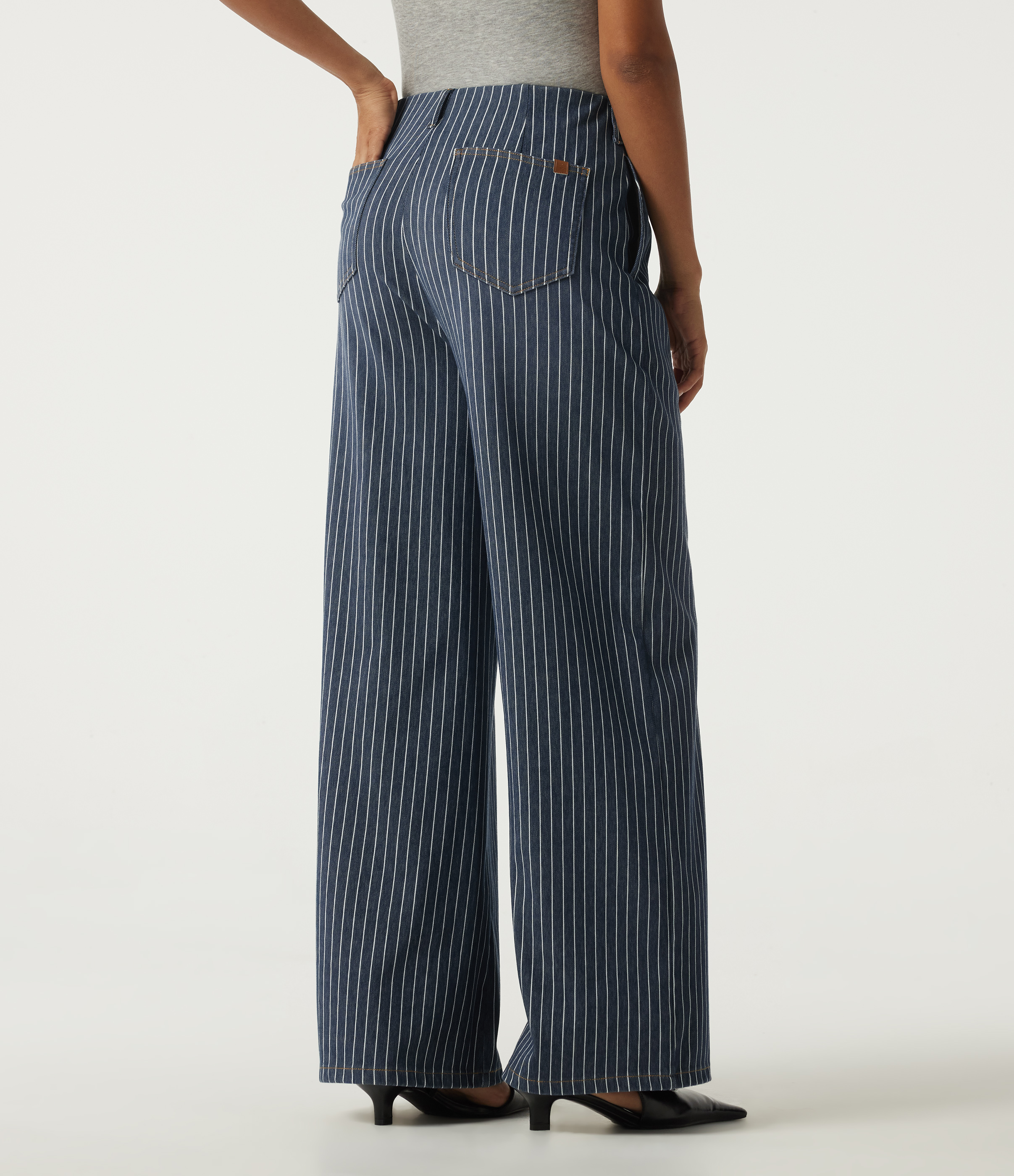 Navy Peony Halara Flex™ High Waisted Wide Leg Work Cotton Jeans with Pockets / 2