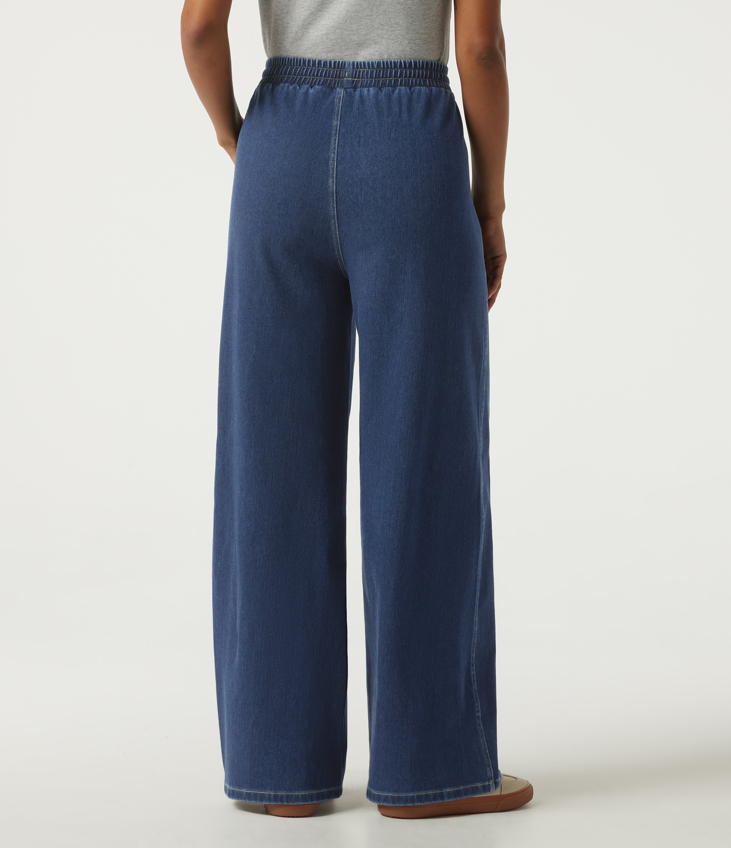 Pageant Blue Denim Halara Flex™ High Waisted Drawstring Wide Leg Casual Jeans with Pockets / 2