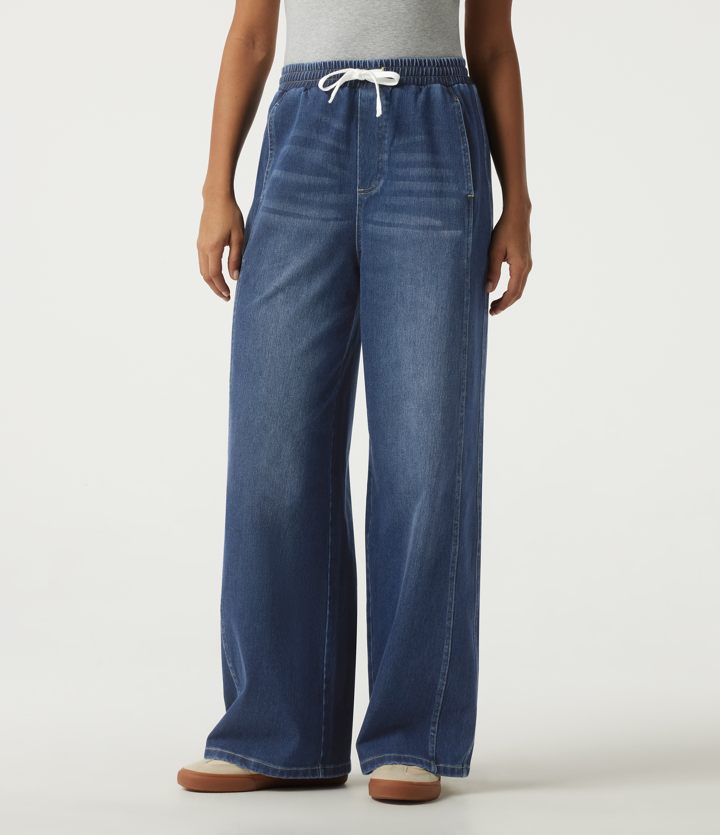 Halara Flex™ High Waisted Drawstring Wide Leg Casual Jeans with Pockets