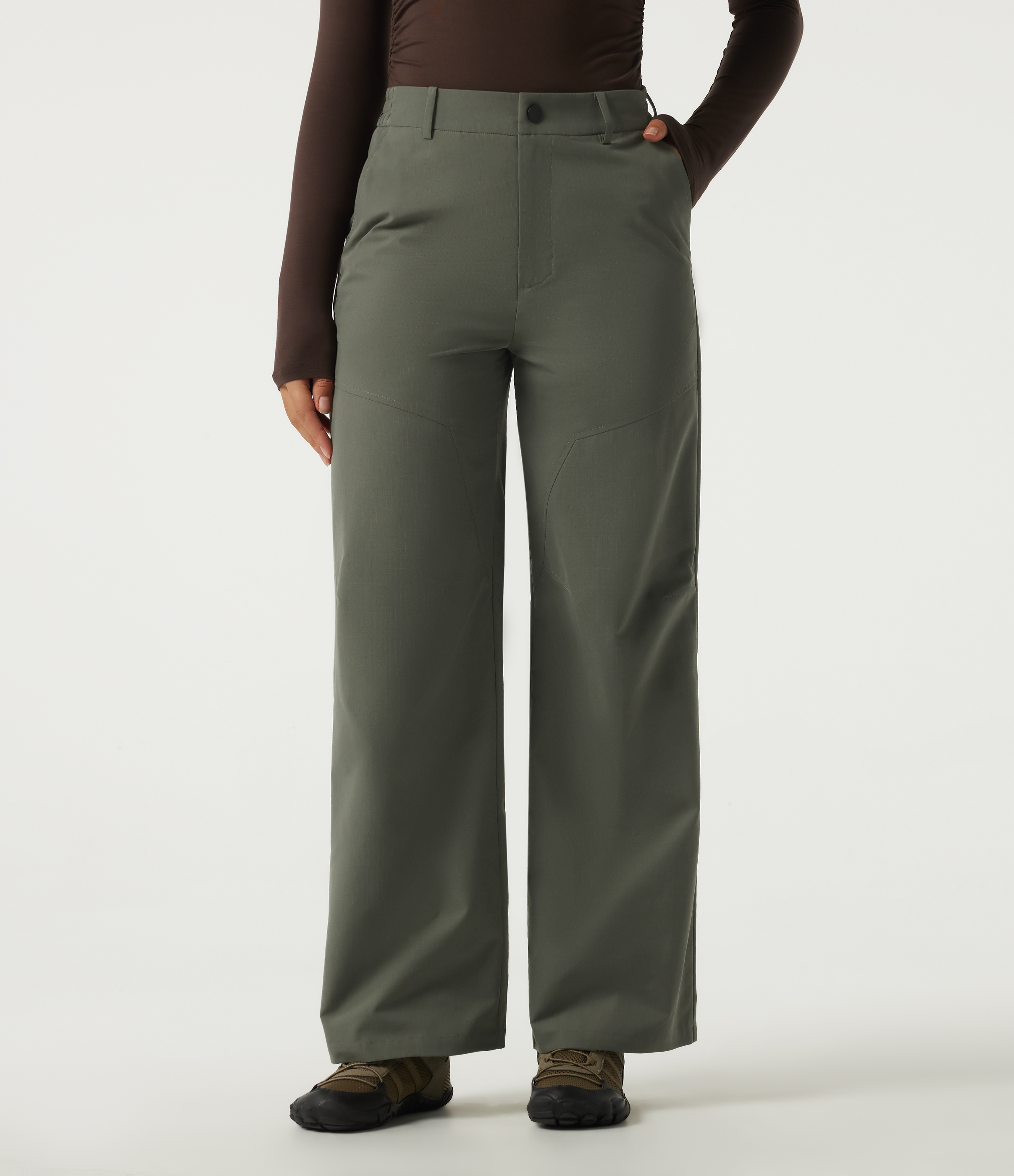 High Waisted Wide Leg Hiking Pants with Pockets