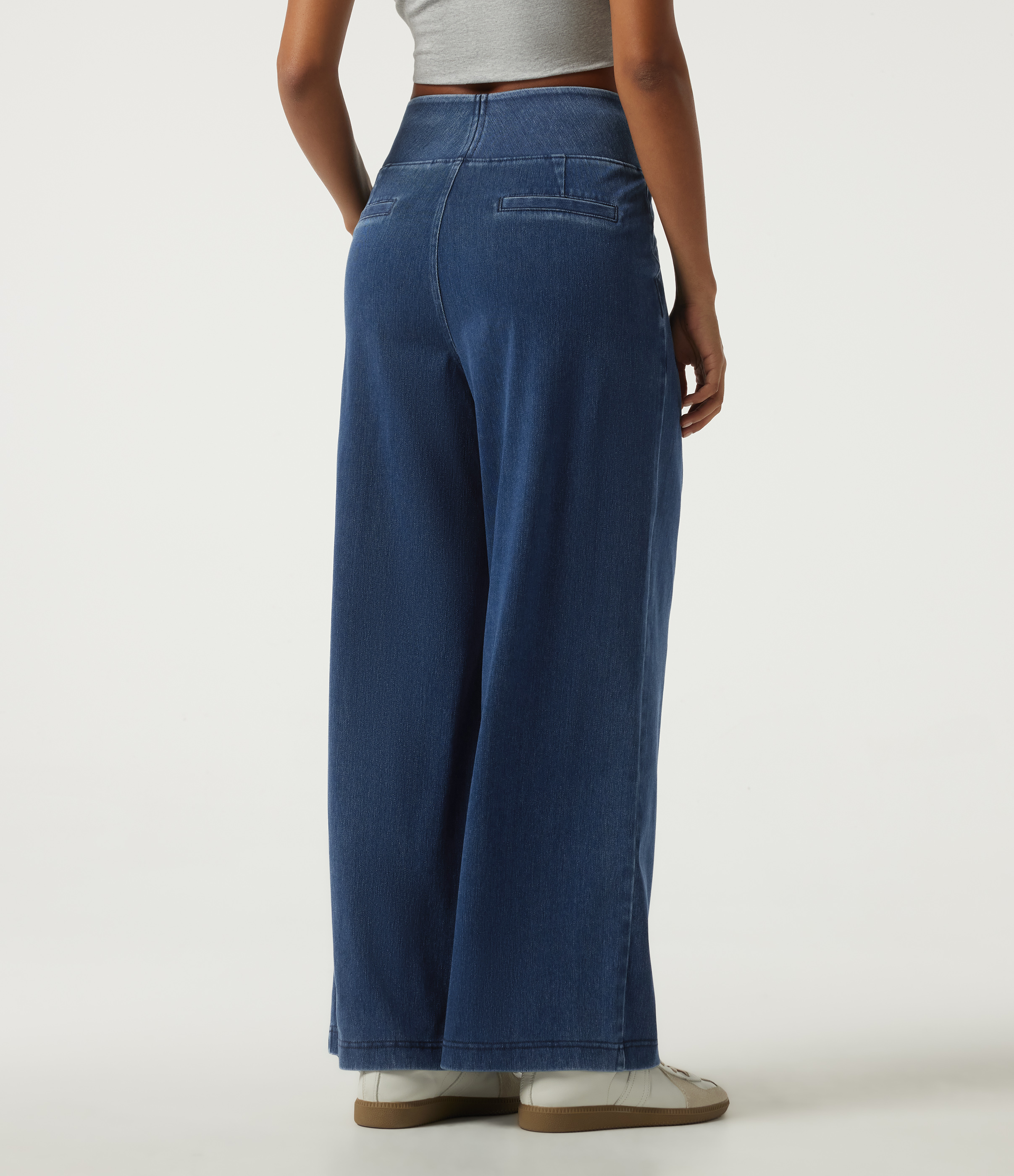 Estate Blue Denim Halara Flex™ High Waisted Wide Leg Casual Cotton Jeans with Pockets / 2