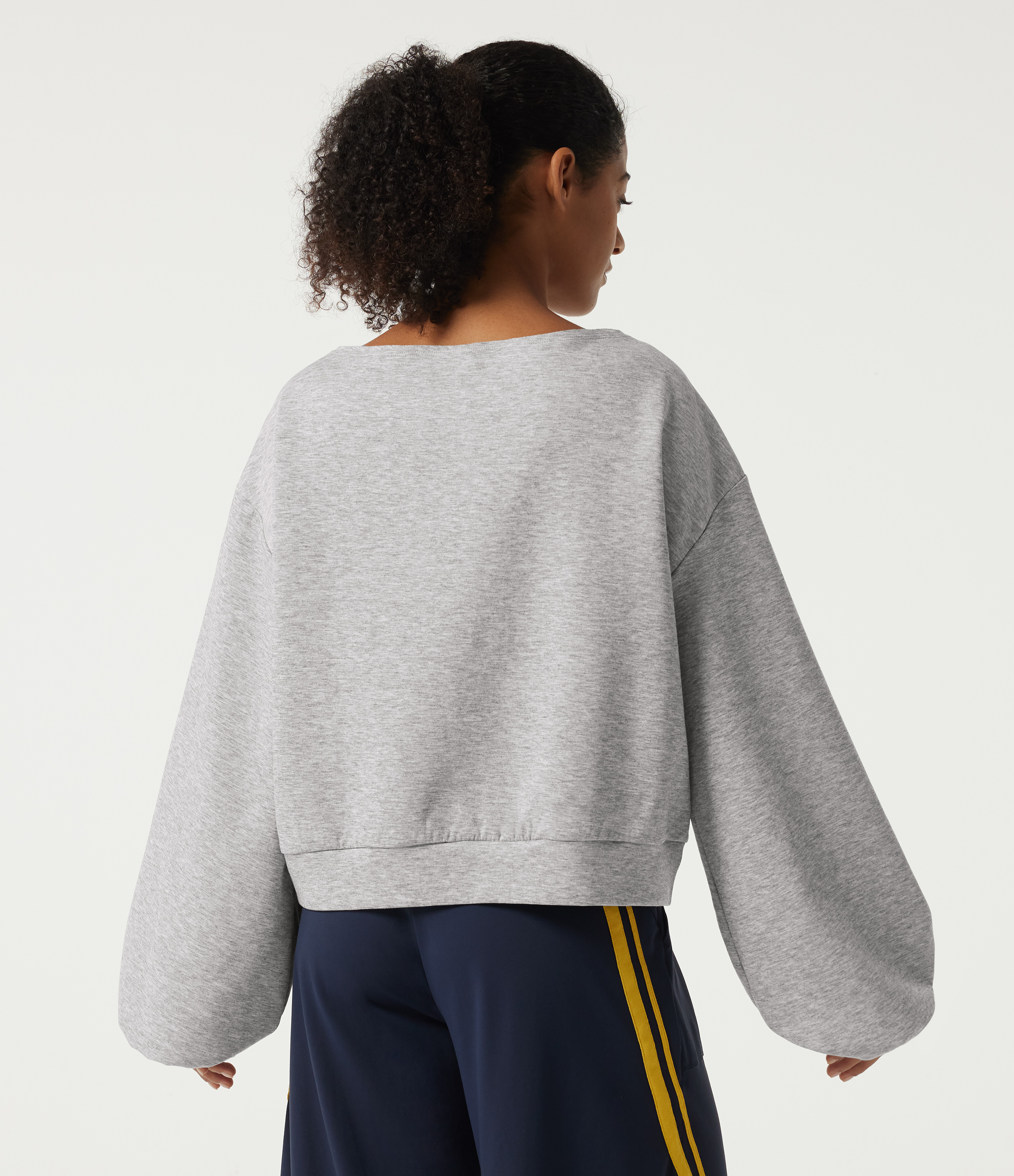 Dawn Blue Boat Neck Long Sleeve Pullover Casual Sweatshirt / 2