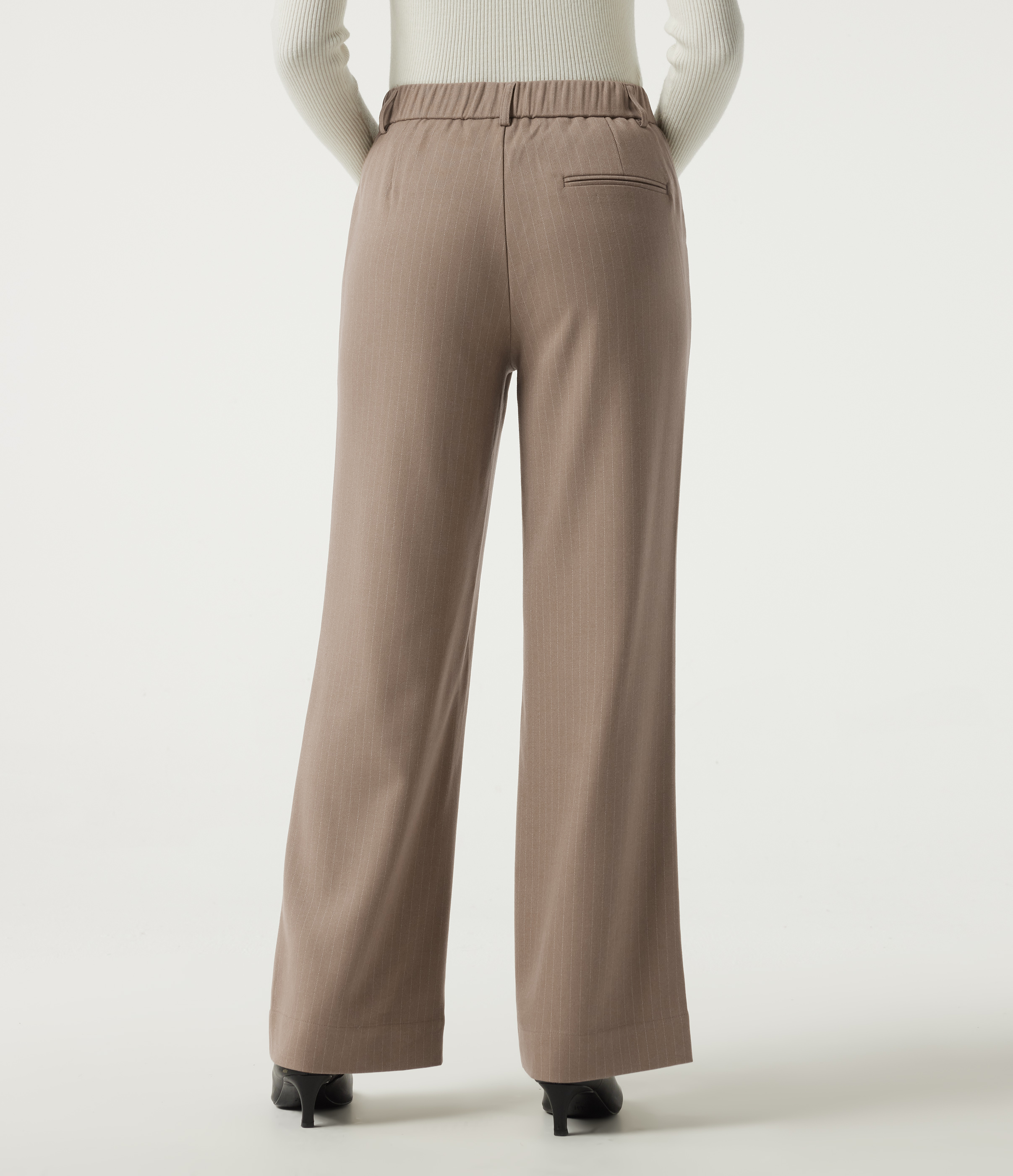 Shitake Stripe Mid Rise Straight Leg Stripe Work Pants with Pockets / 2