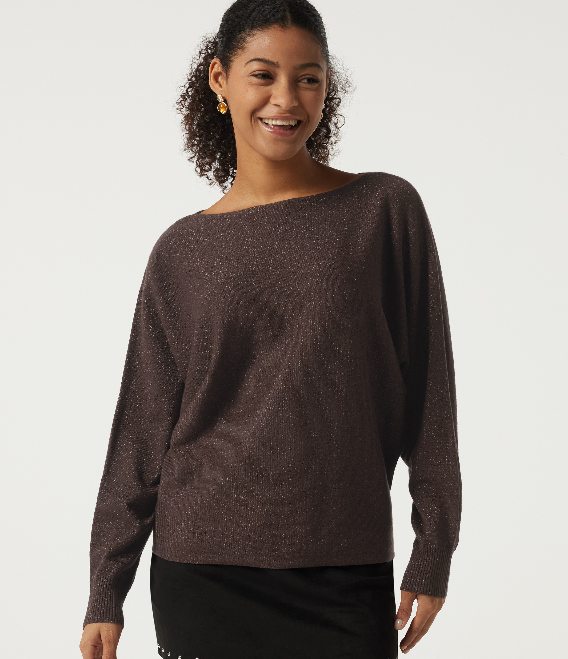 Round Neck Long Sleeve Tie Back Casual Sweater